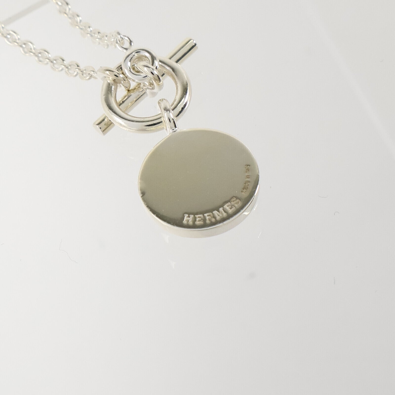HERMES 925純銀Amulettes Ex-Libris Necklace銀扣項鏈