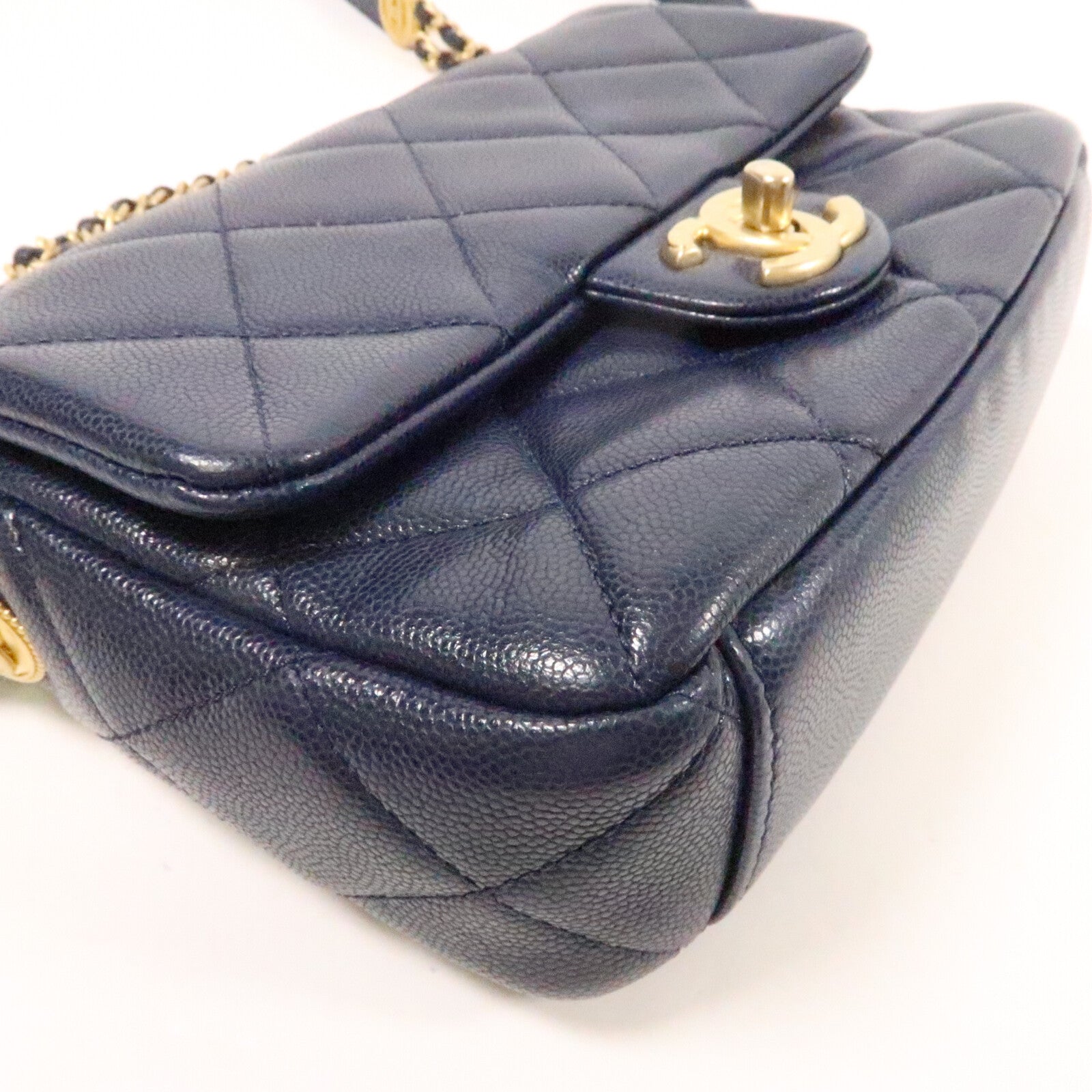 CHANEL 牛皮皮革Chain Shoulder Bag金扣鏈帶肩背袋