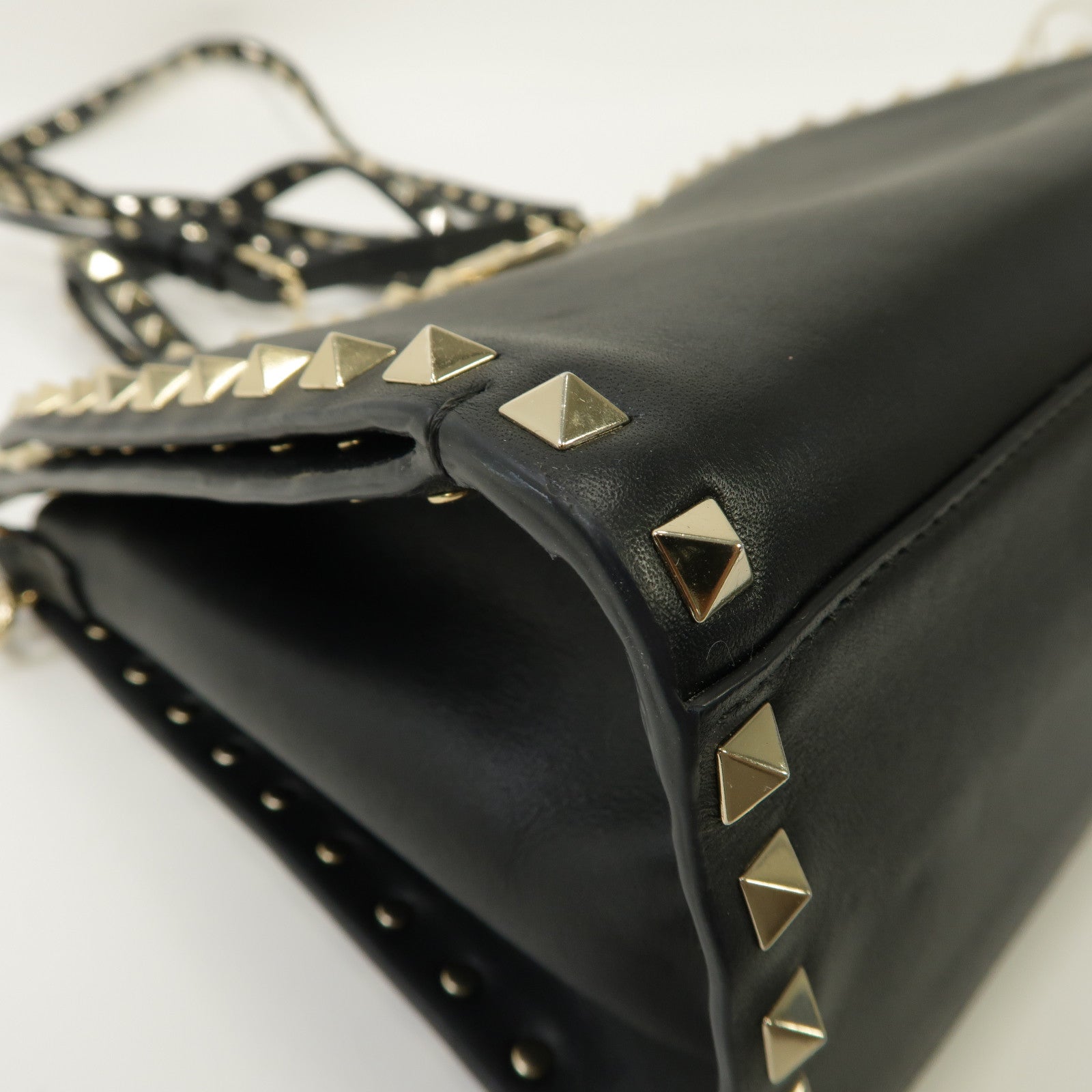Valentino 【激減優惠】牛皮皮革2 Way Shoulder銀扣手挽肩背兩用袋黑色