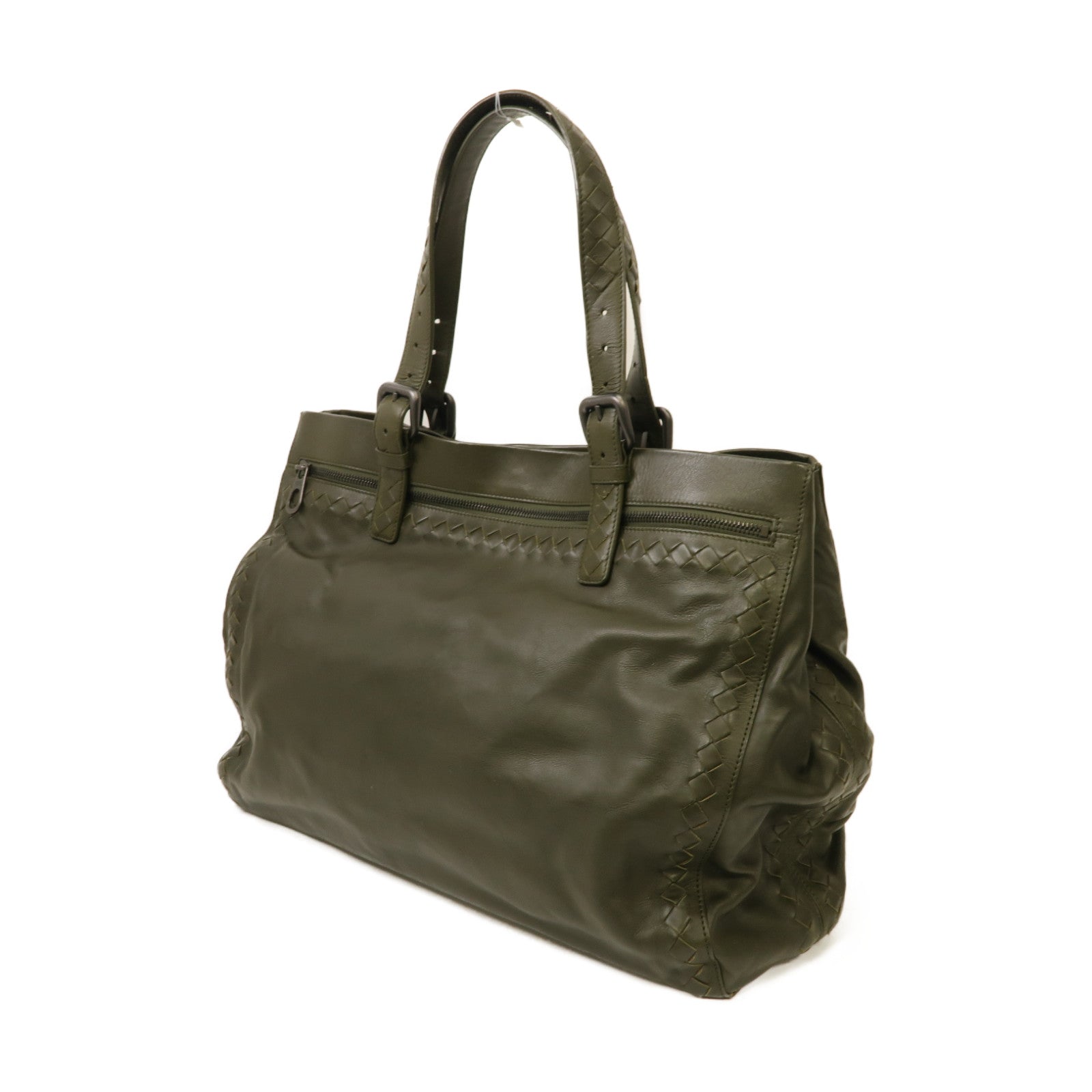 BOTTEGA VENETA 【激減優惠】牛皮皮革Shouder Bag銀扣手挽袋綠色