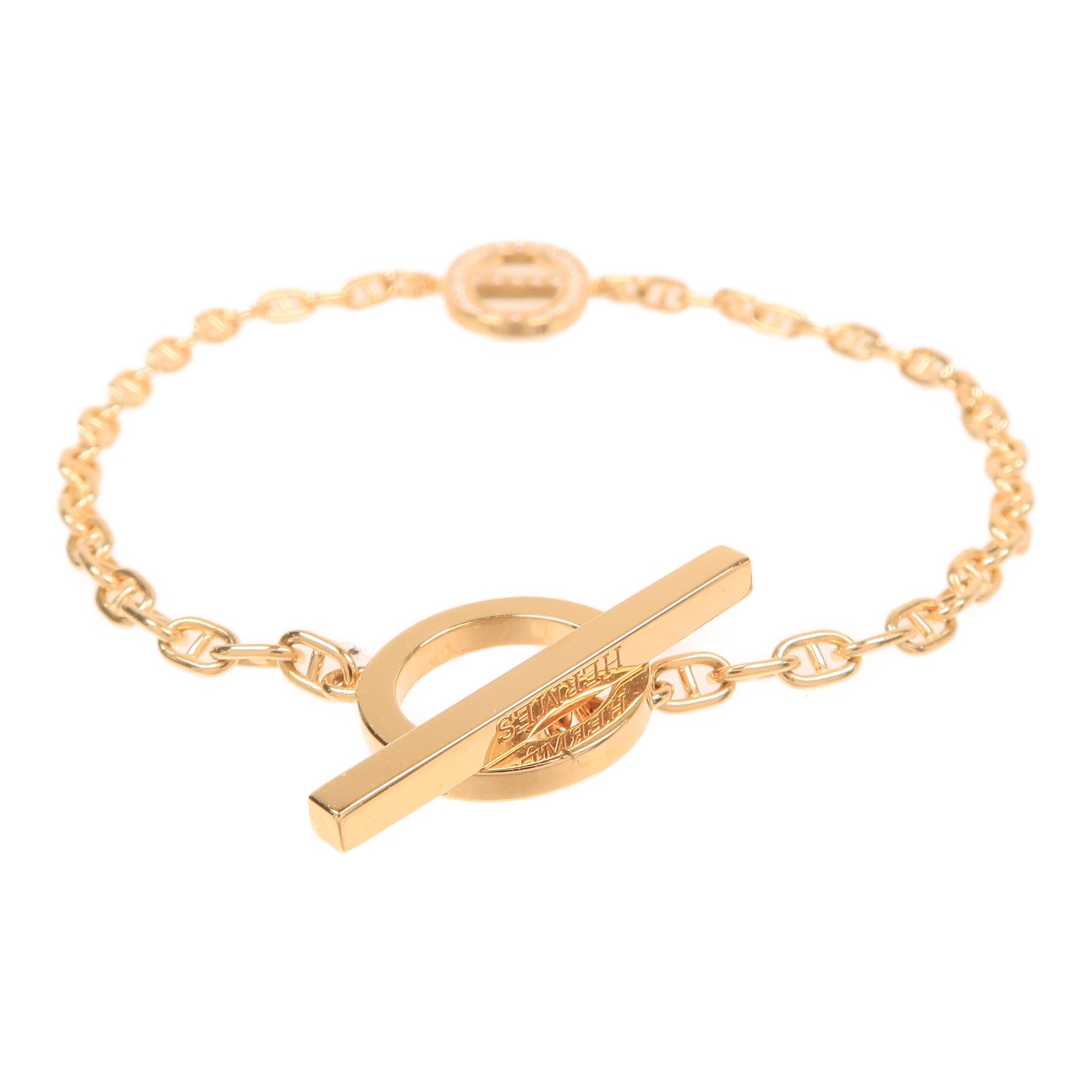 HERMES 18K玫瑰金Chain D'aine Contour Diamond Bracelet鑽石手鏈