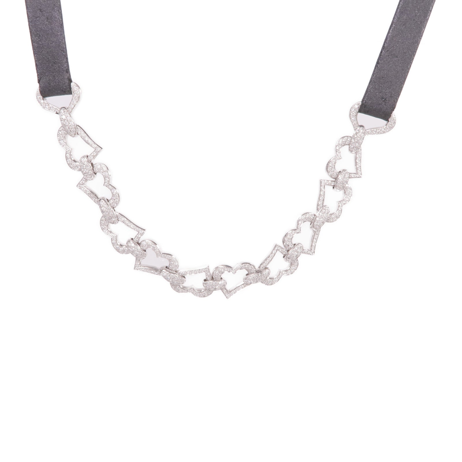 PIAGET 18K白金/皮革Diamond Choker鑽石項鍊