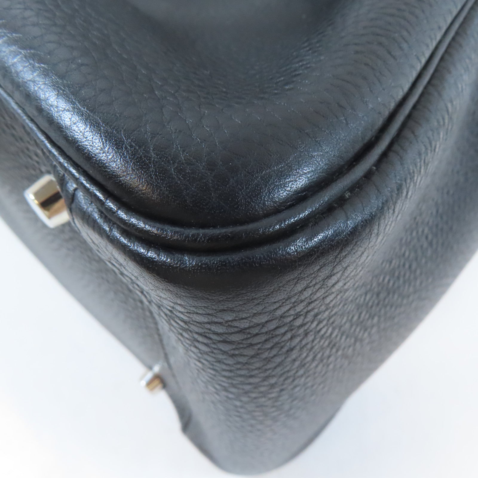 HERMES Clemence皮革Lindy 34銀扣手挽肩背兩用袋黑色