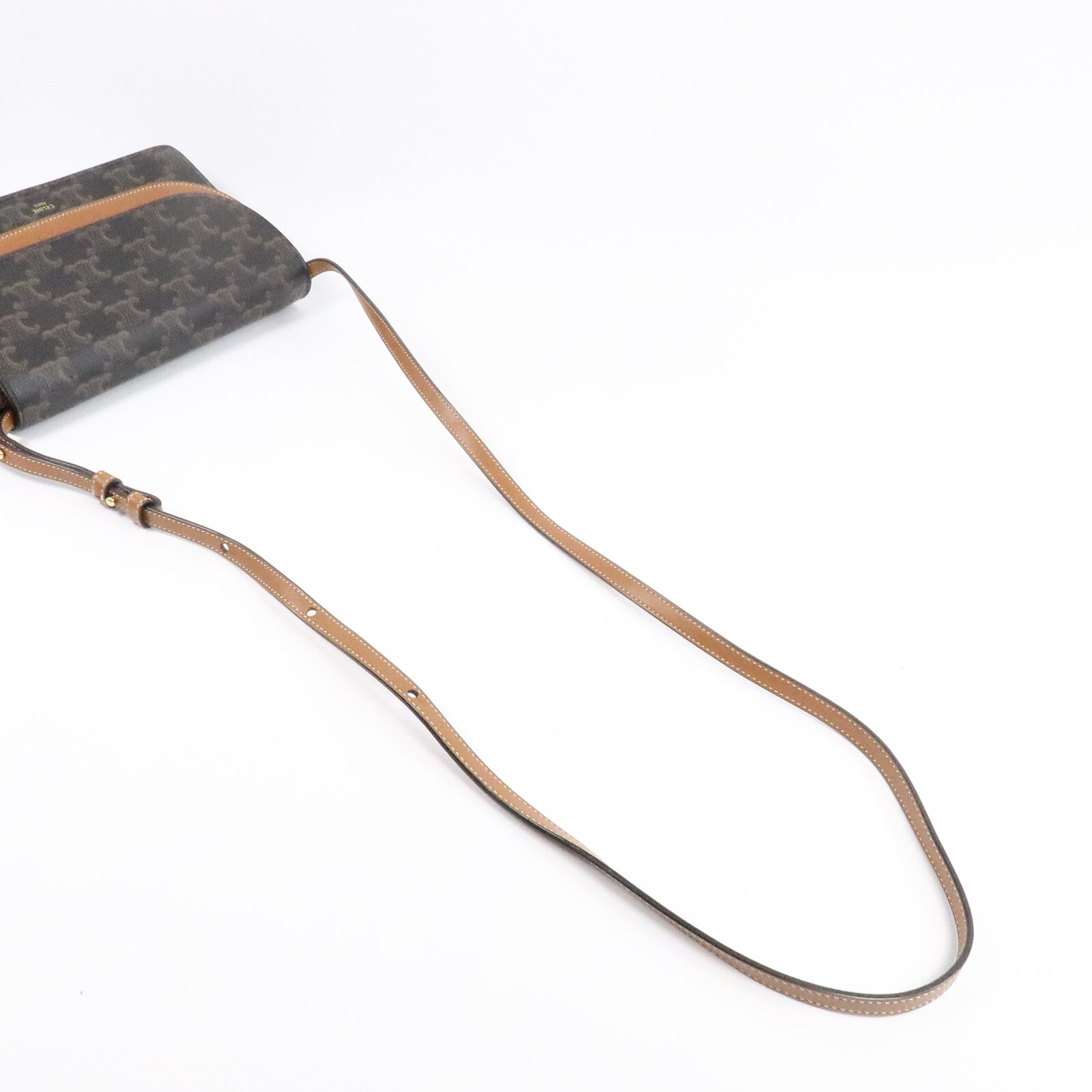 CELINE 塗層帆布Duo Wallet On Strap肩背袋
