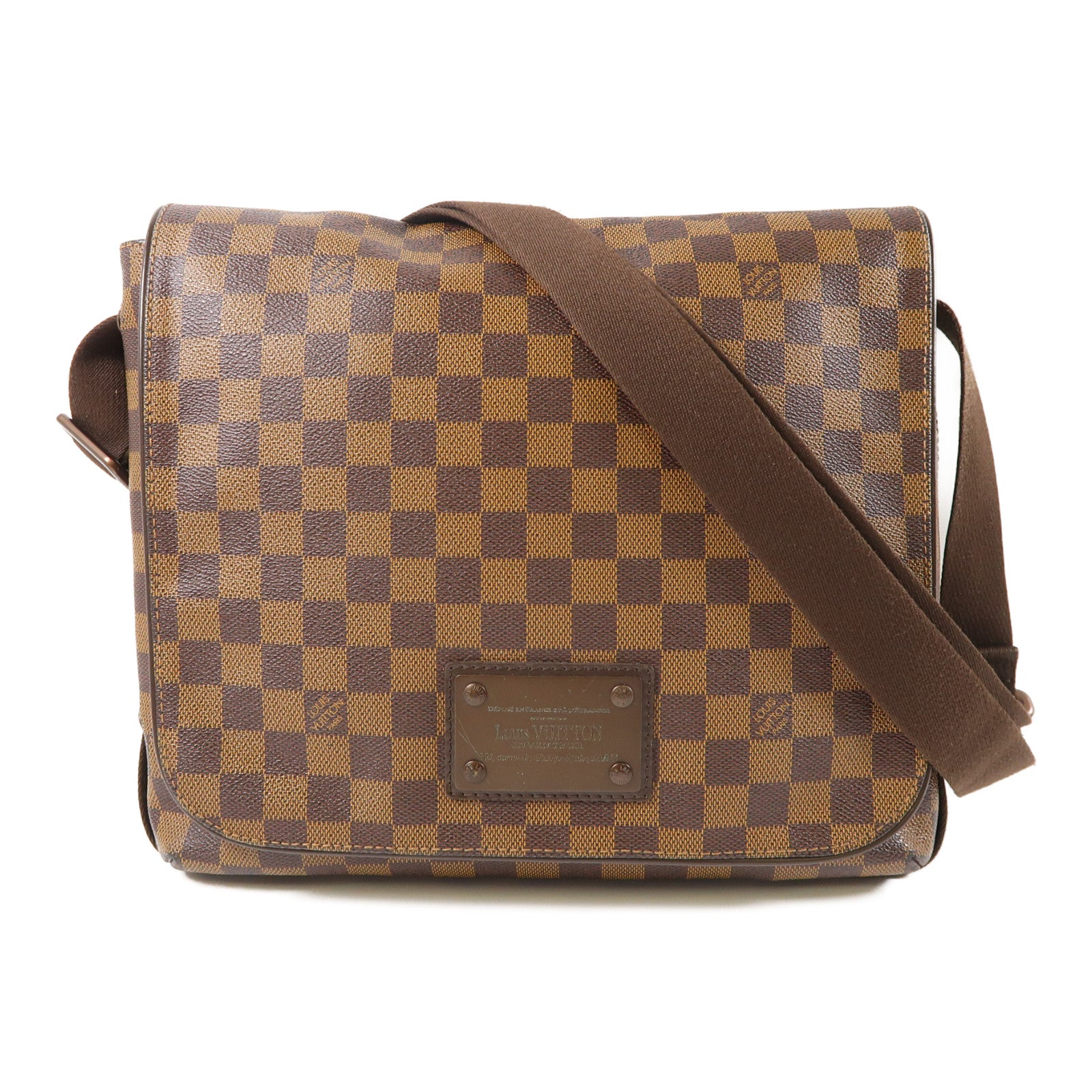 LOUIS VUITTON Damier Brooklyn MM金扣肩背袋啡色