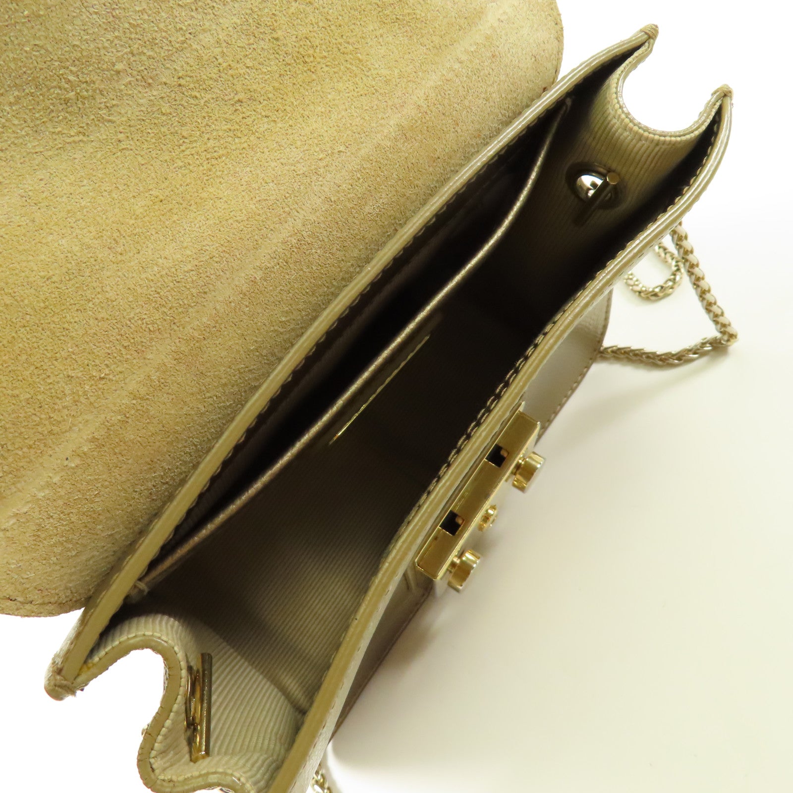 Furla 牛皮皮革Chain Shoulder金扣鏈帶肩背袋