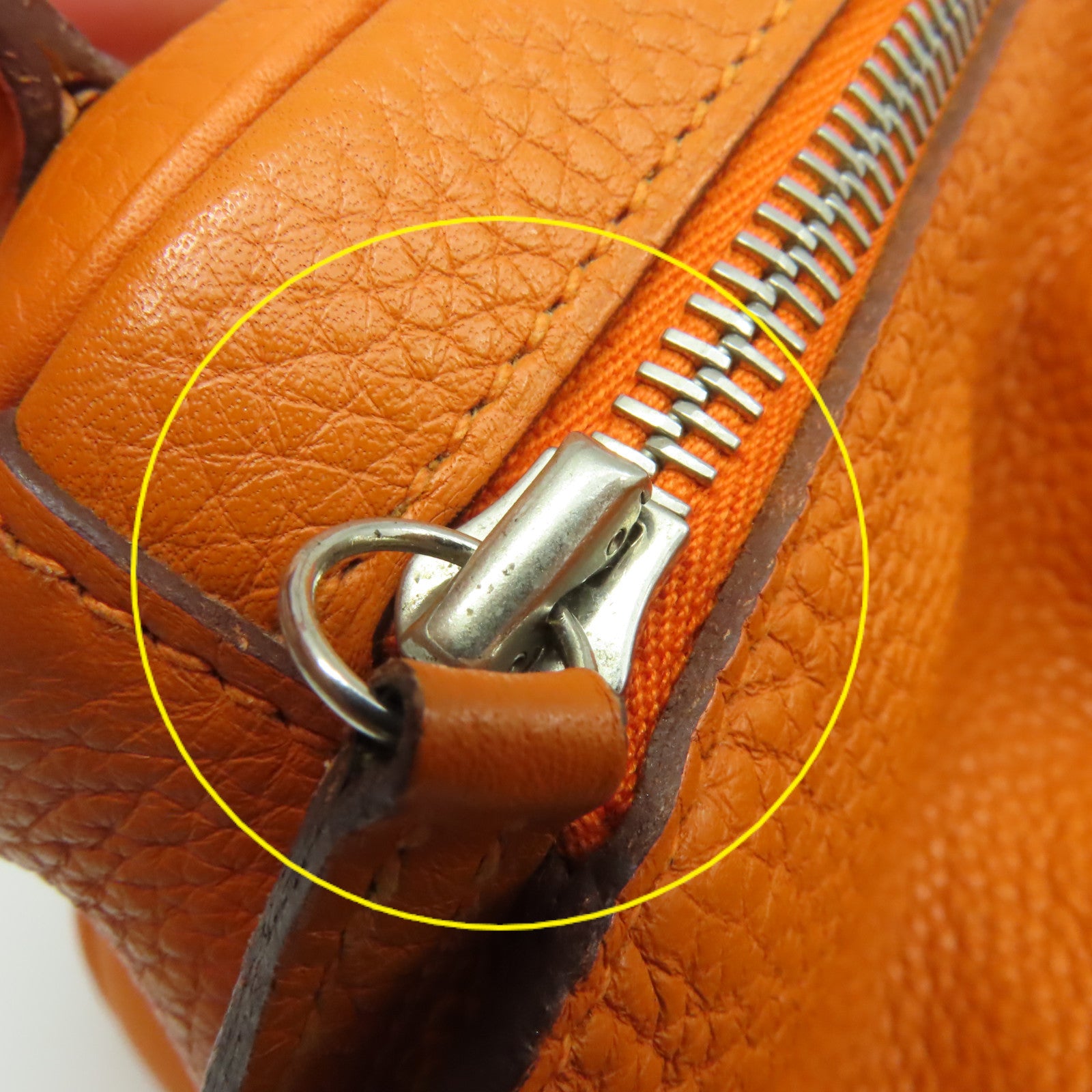 HERMES 【激減優惠】Clemence皮革Lindy 34 Shoulder Bag銀扣手挽肩背兩用袋Orange/橙色