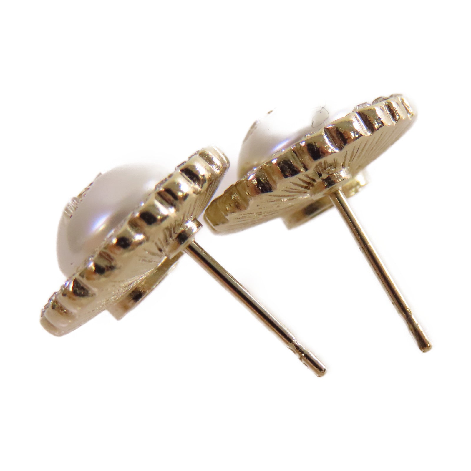 CHANEL 仿珍珠/金屬CC Earrings耳環珍珠色/金色