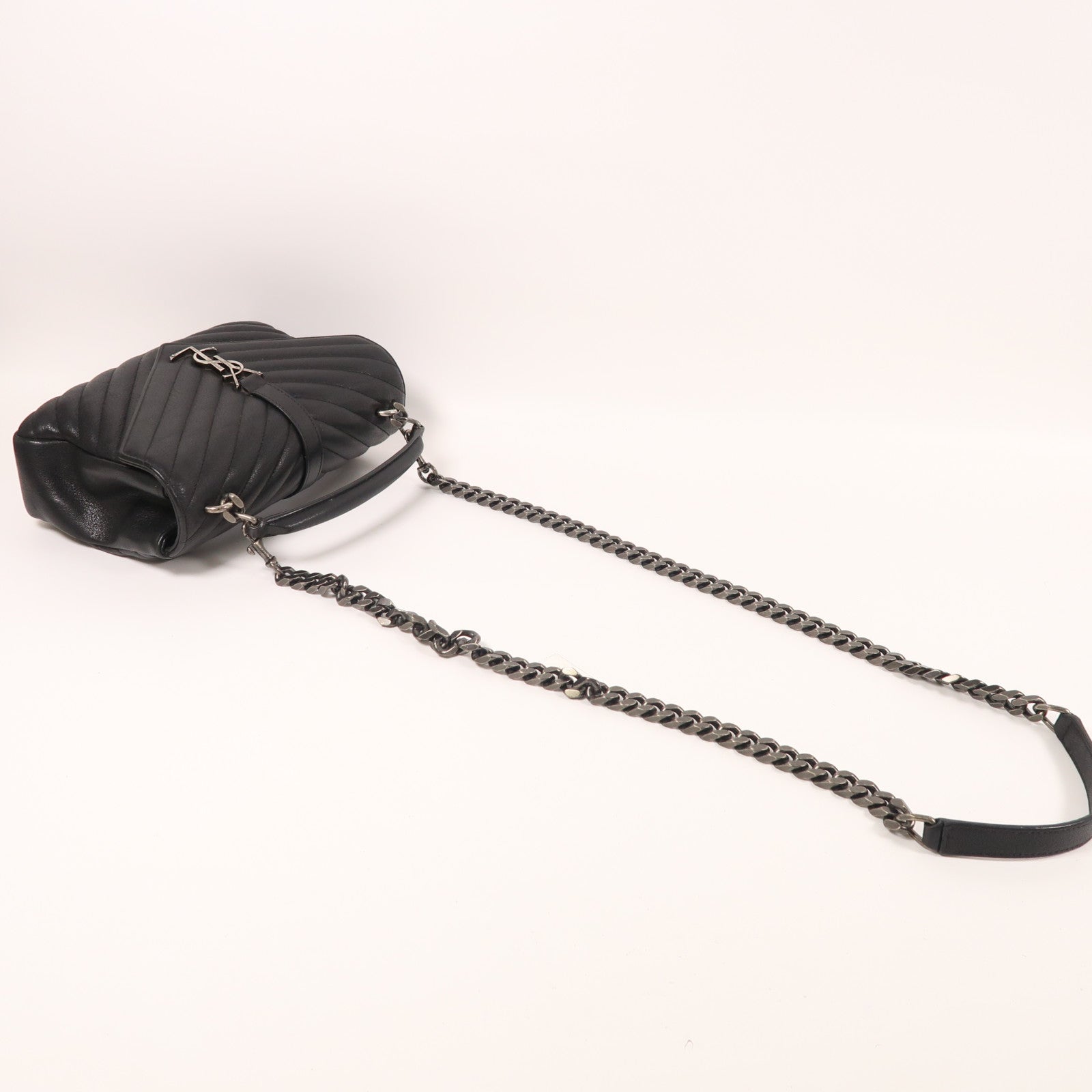 SAINT LAURENT 牛皮皮革Chain Shoulder銀扣手挽肩背兩用袋