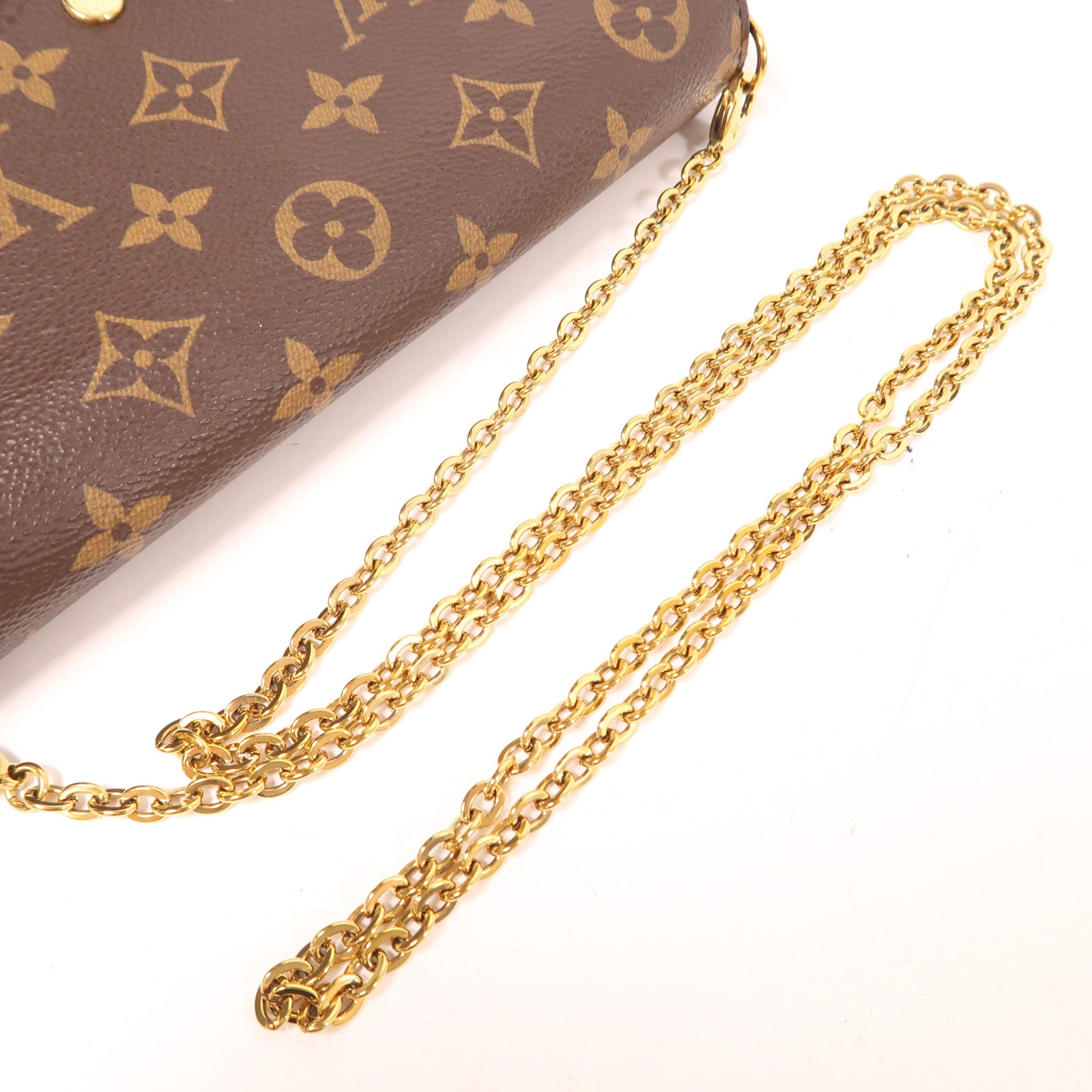 LOUIS VUITTON Monogram Pochette Felicie金扣鏈帶肩背袋