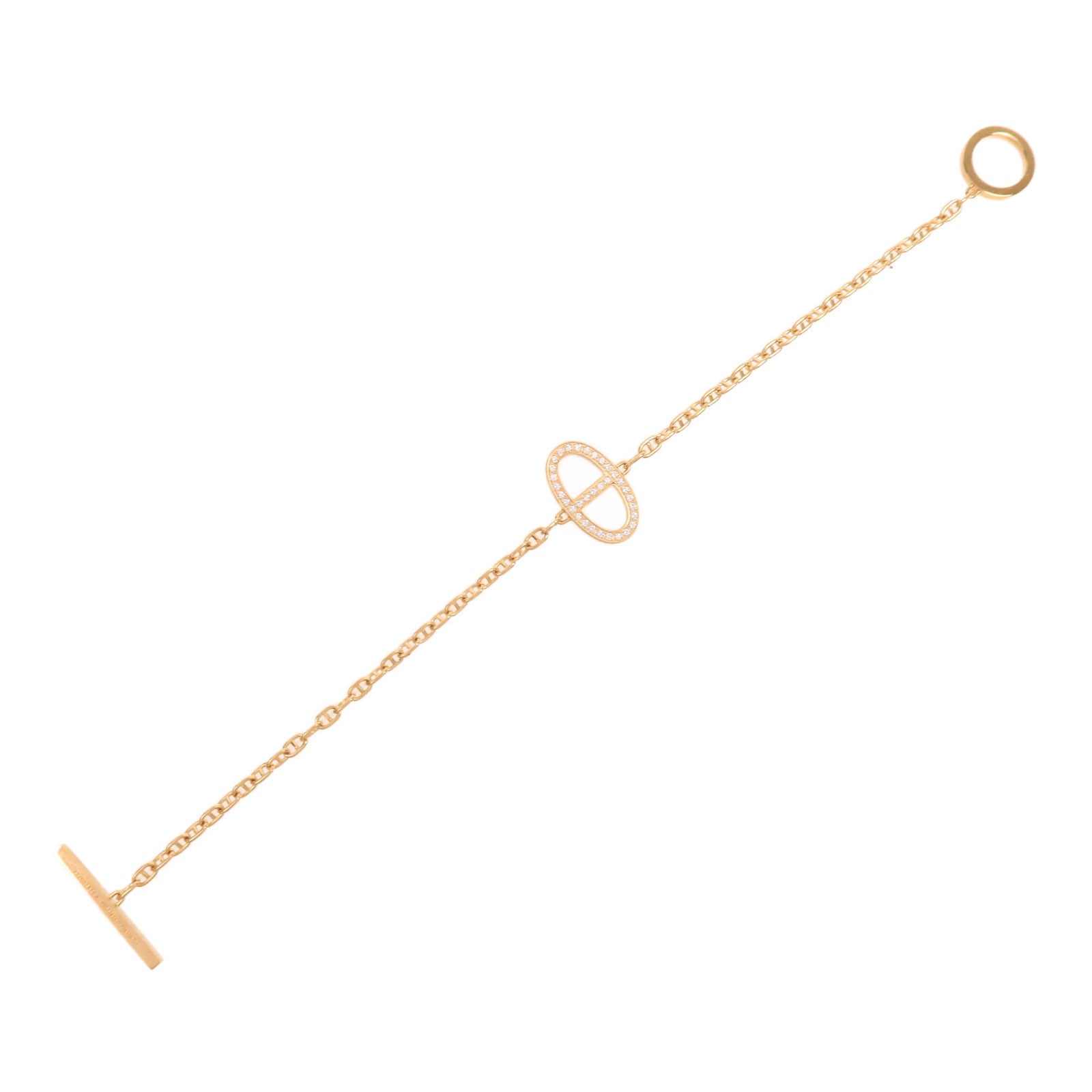 HERMES 18K玫瑰金Chain D'aine Contour Diamond Bracelet鑽石手鏈