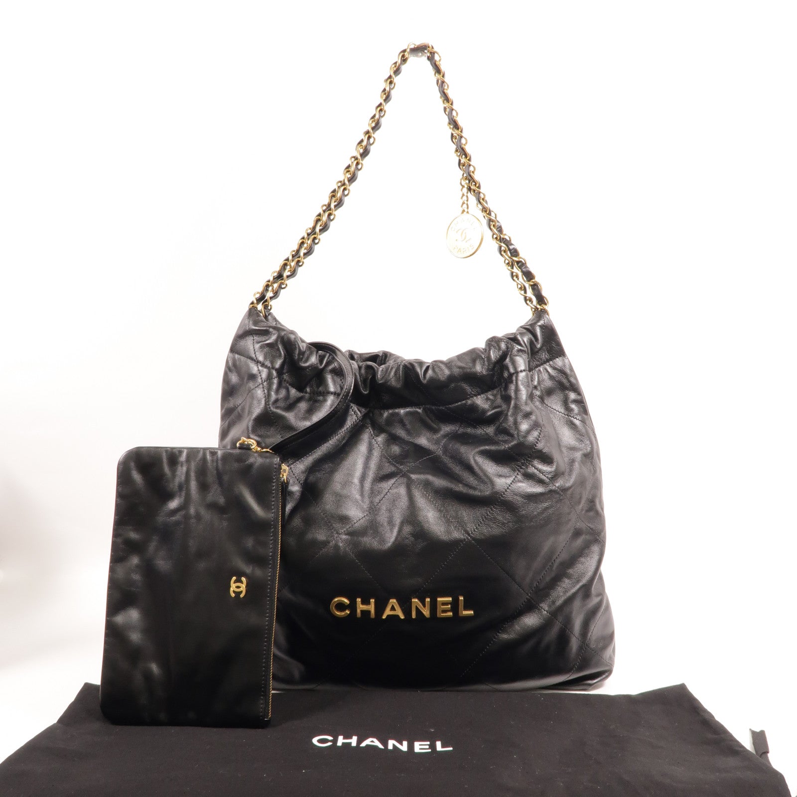 CHANEL 牛皮皮革C22 Medium鏈帶肩背袋