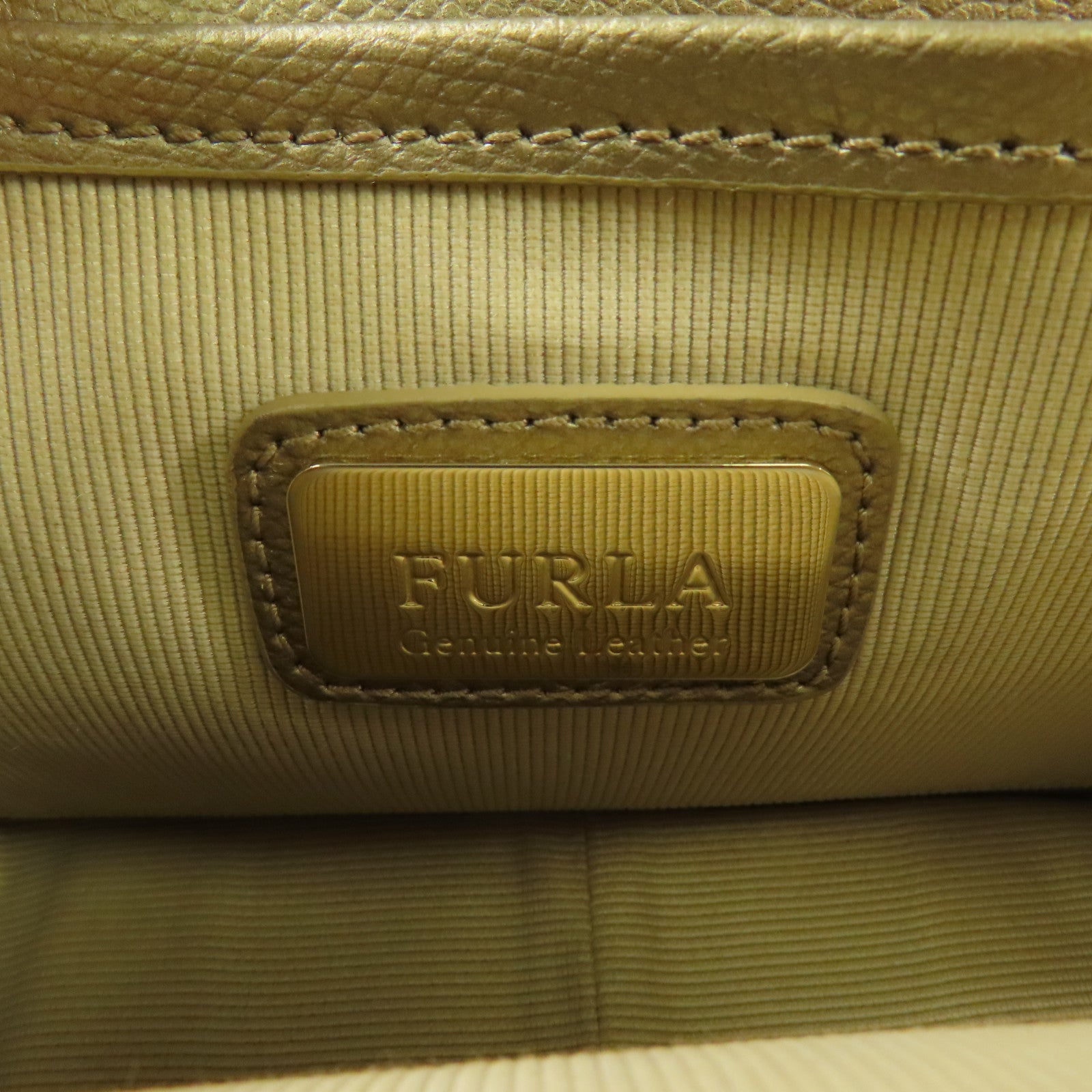 Furla 牛皮皮革Chain Shoulder金扣鏈帶肩背袋