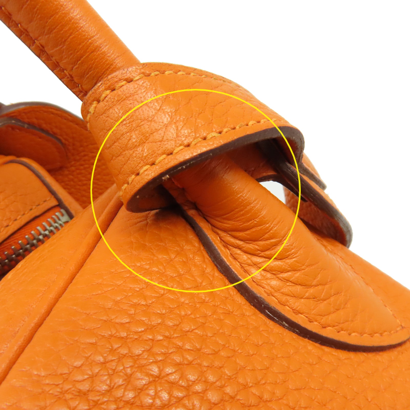 HERMES 【激減優惠】Clemence皮革Lindy 34 Shoulder Bag銀扣手挽肩背兩用袋Orange/橙色