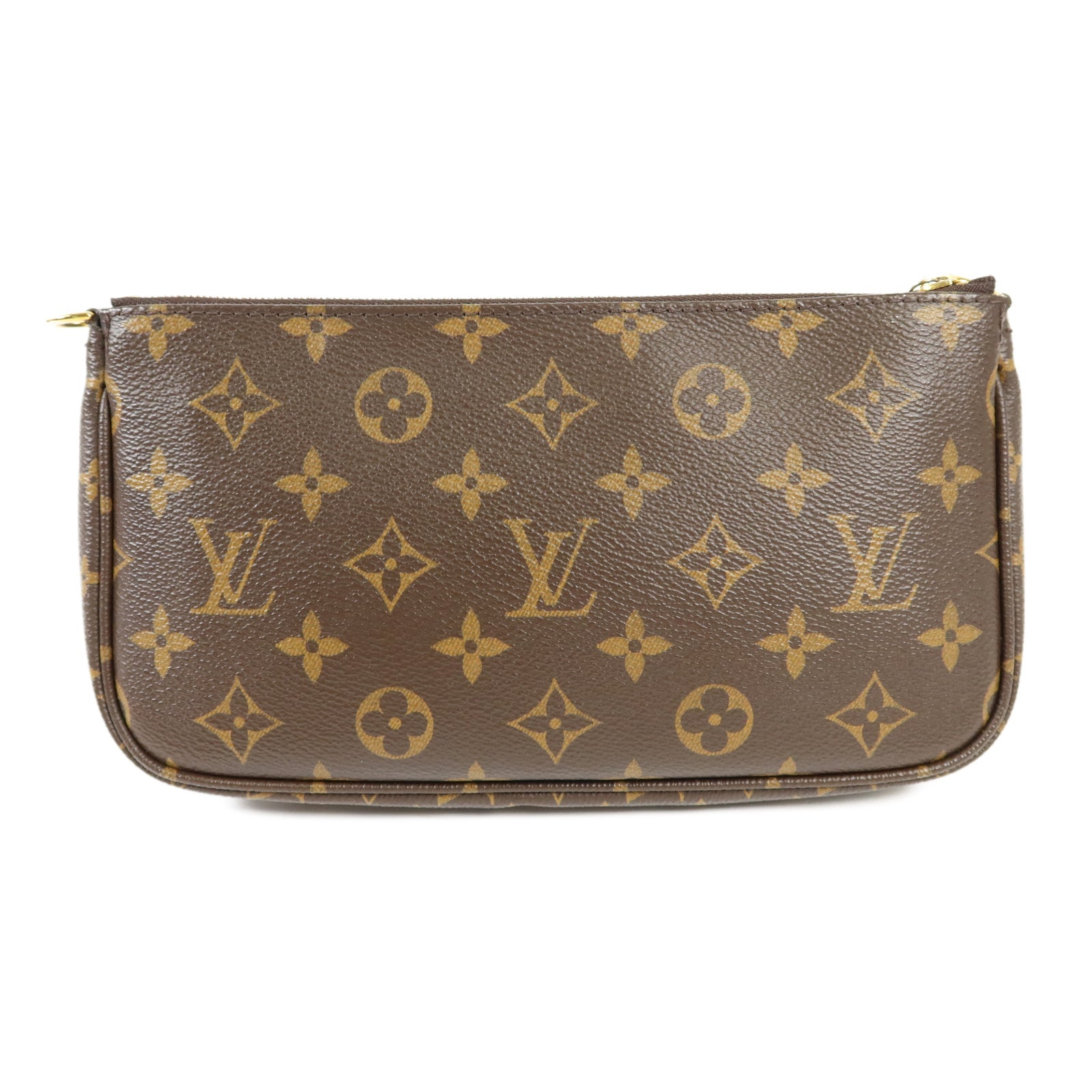 LOUIS VUITTON Monogram Multi Pochette Accessoires金扣手挽肩背兩用袋棕色