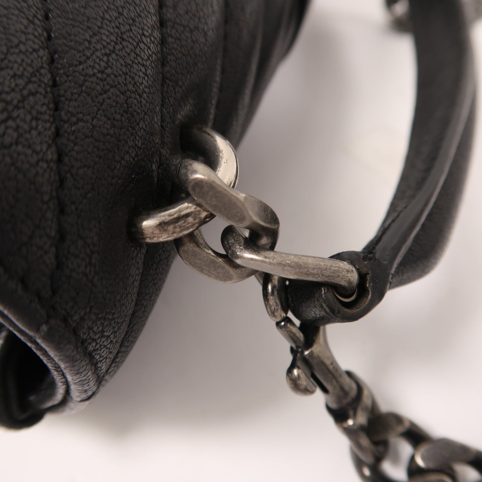 SAINT LAURENT 牛皮皮革Chain Shoulder銀扣手挽肩背兩用袋