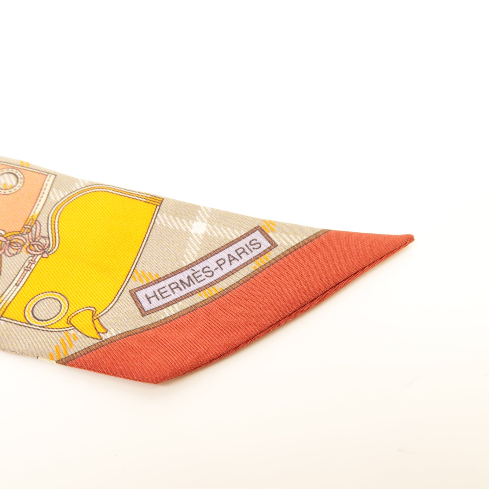 HERMES 【激減優惠】絲質Twilly絲巾橙色/灰色/灰色