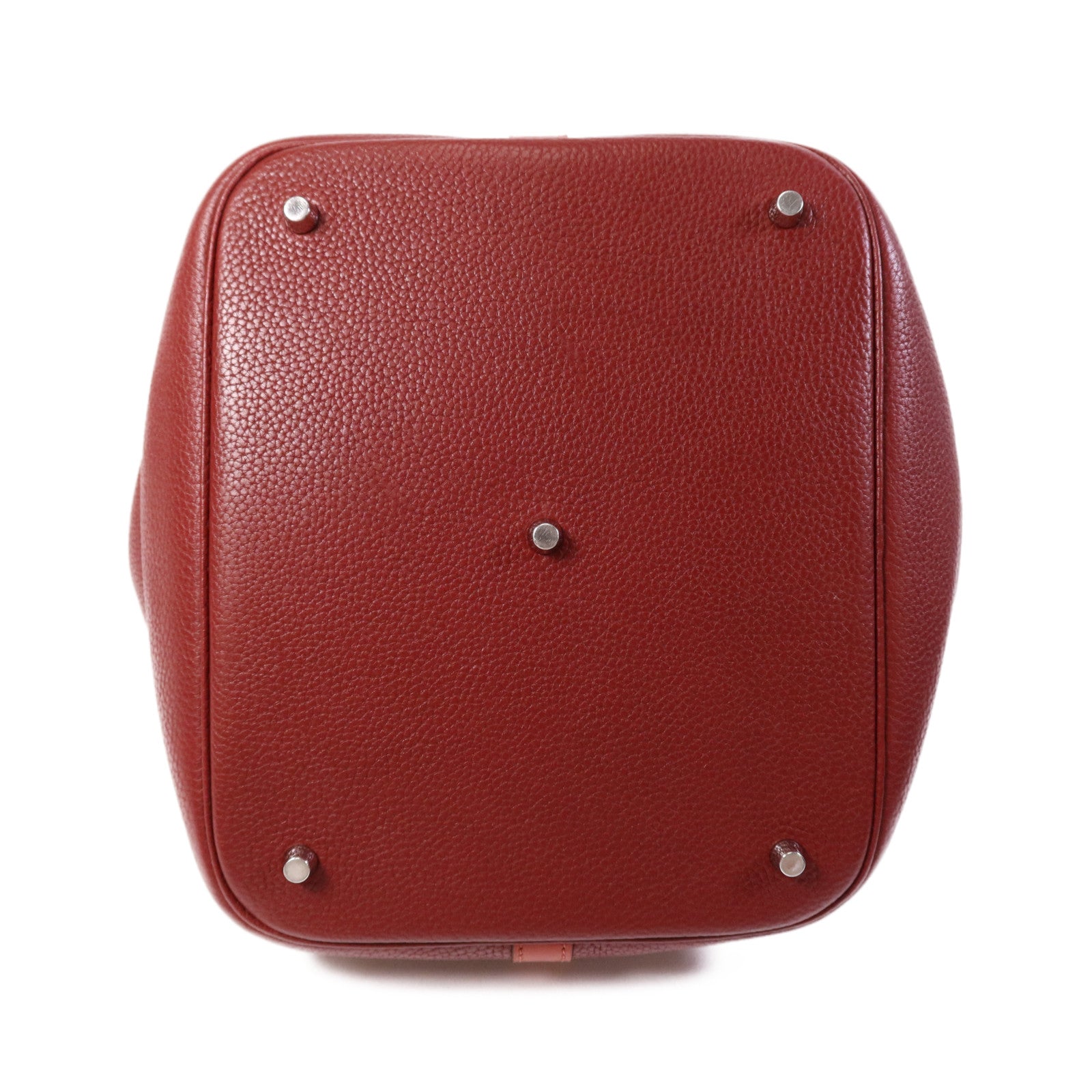 HERMES 【激減優惠】Clemence皮革Picotin GM銀扣手挽袋Rouge/Rouge Casaque
