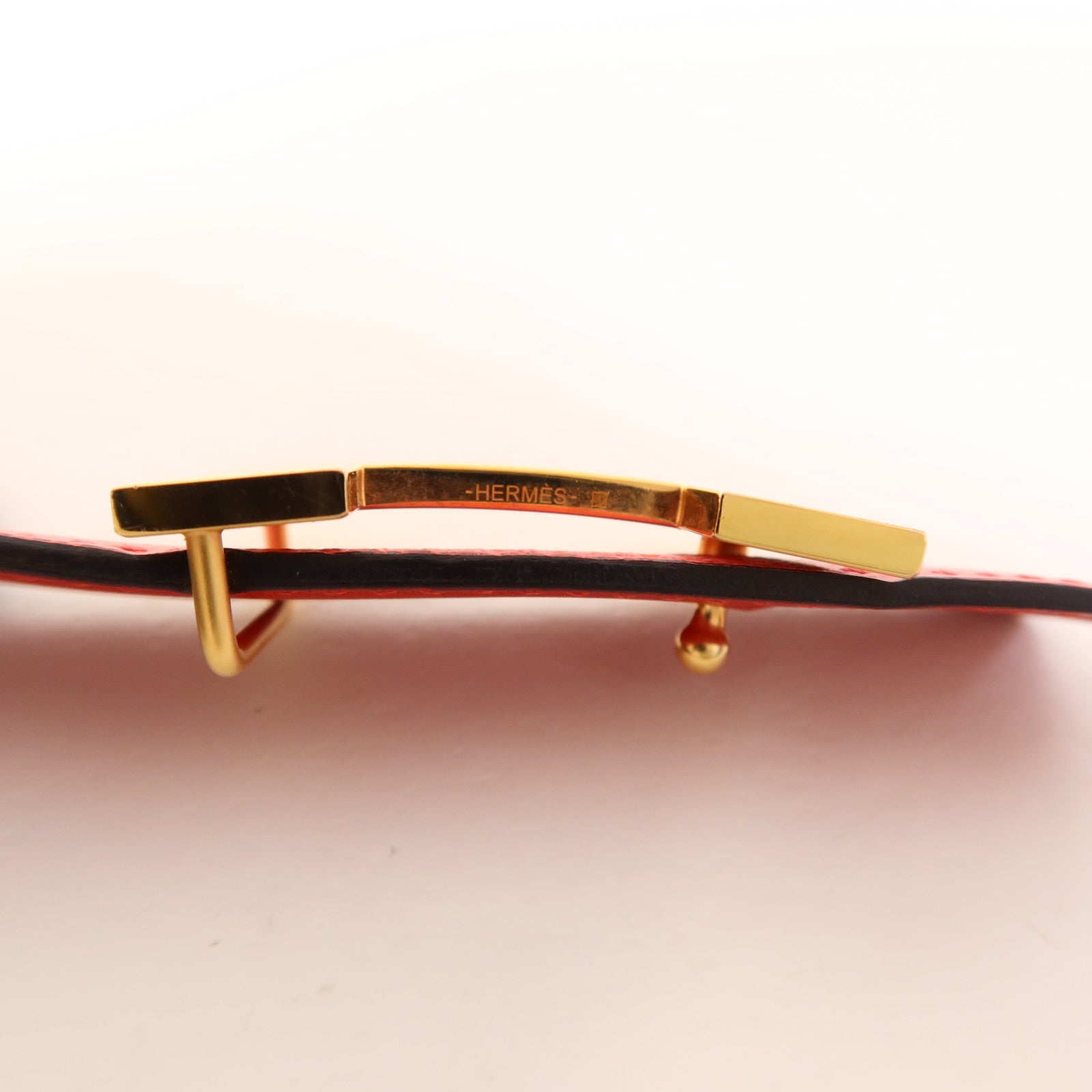 HERMES 【激減優惠】Epsom/Swift皮革Mini Constance Belt金扣皮帶Pink/Red