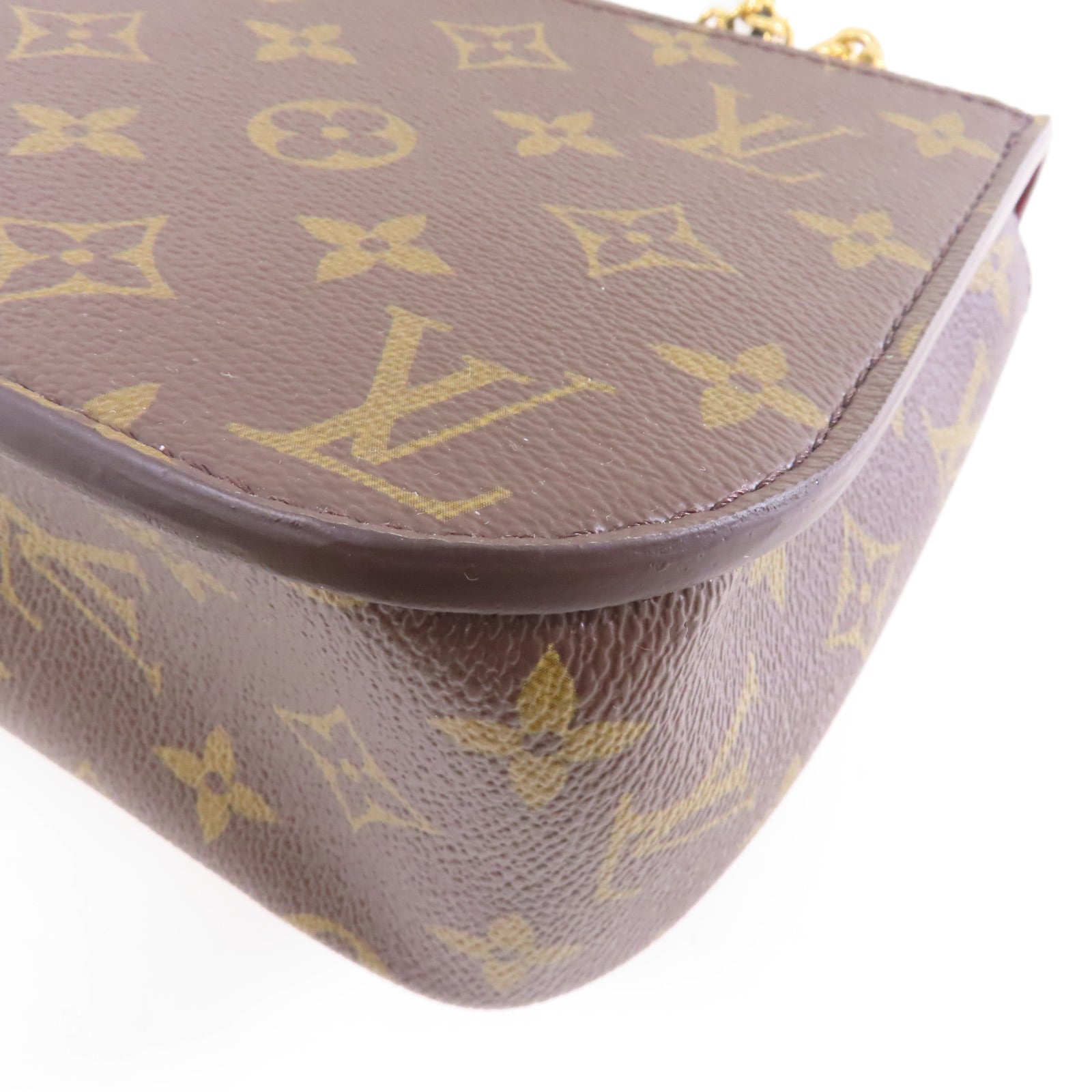 LOUIS VUITTON Monogram Passy金扣鏈帶肩背袋棕色