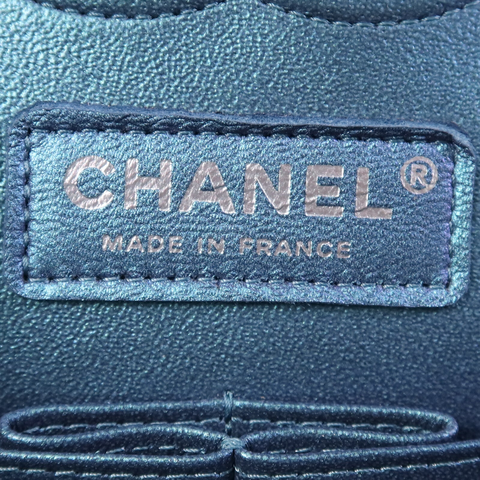 CHANEL 羊皮皮革Classic Flap Iridescent銀扣鏈帶肩背袋