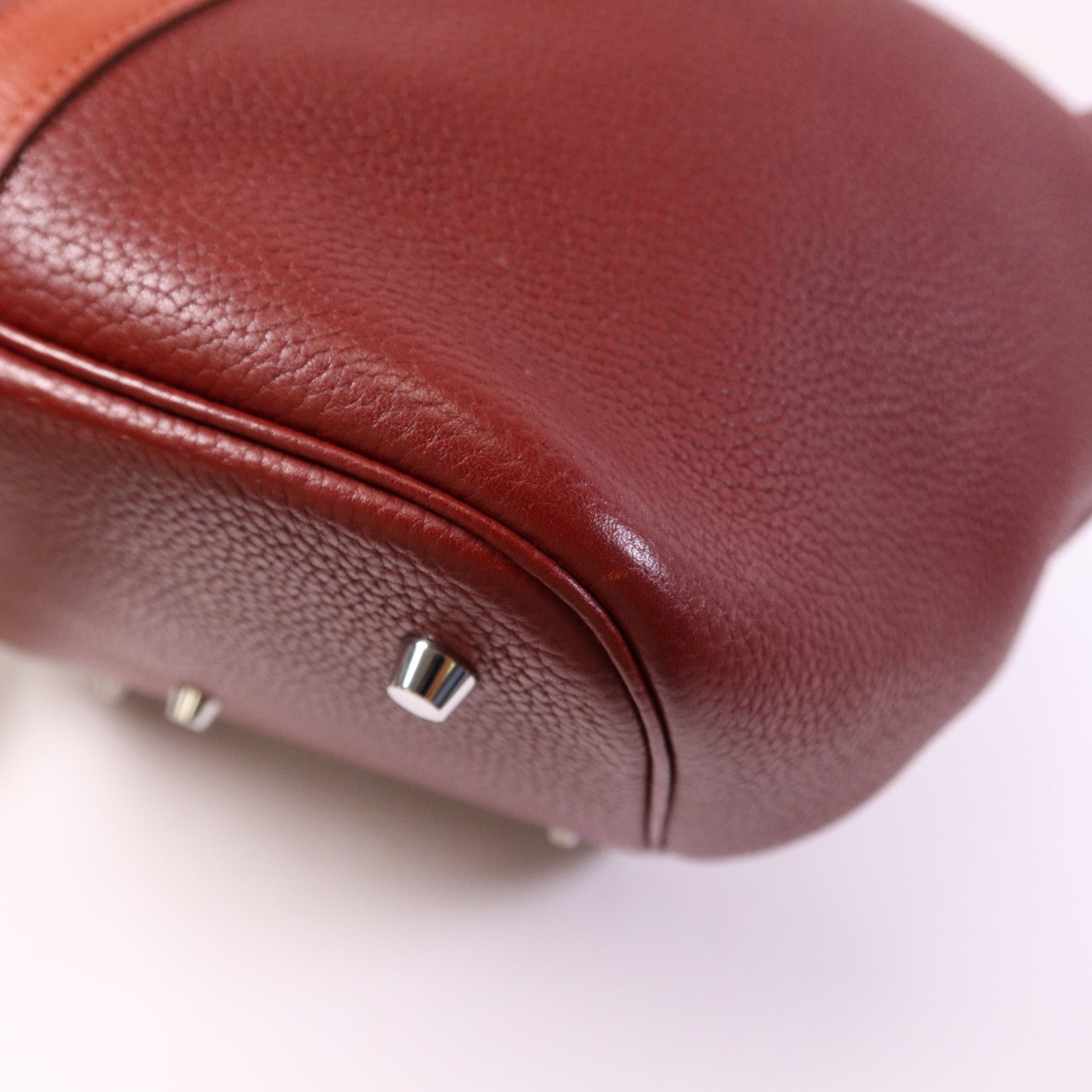 HERMES 【激減優惠】Clemence皮革Picotin GM銀扣手挽袋Rouge/Rouge Casaque