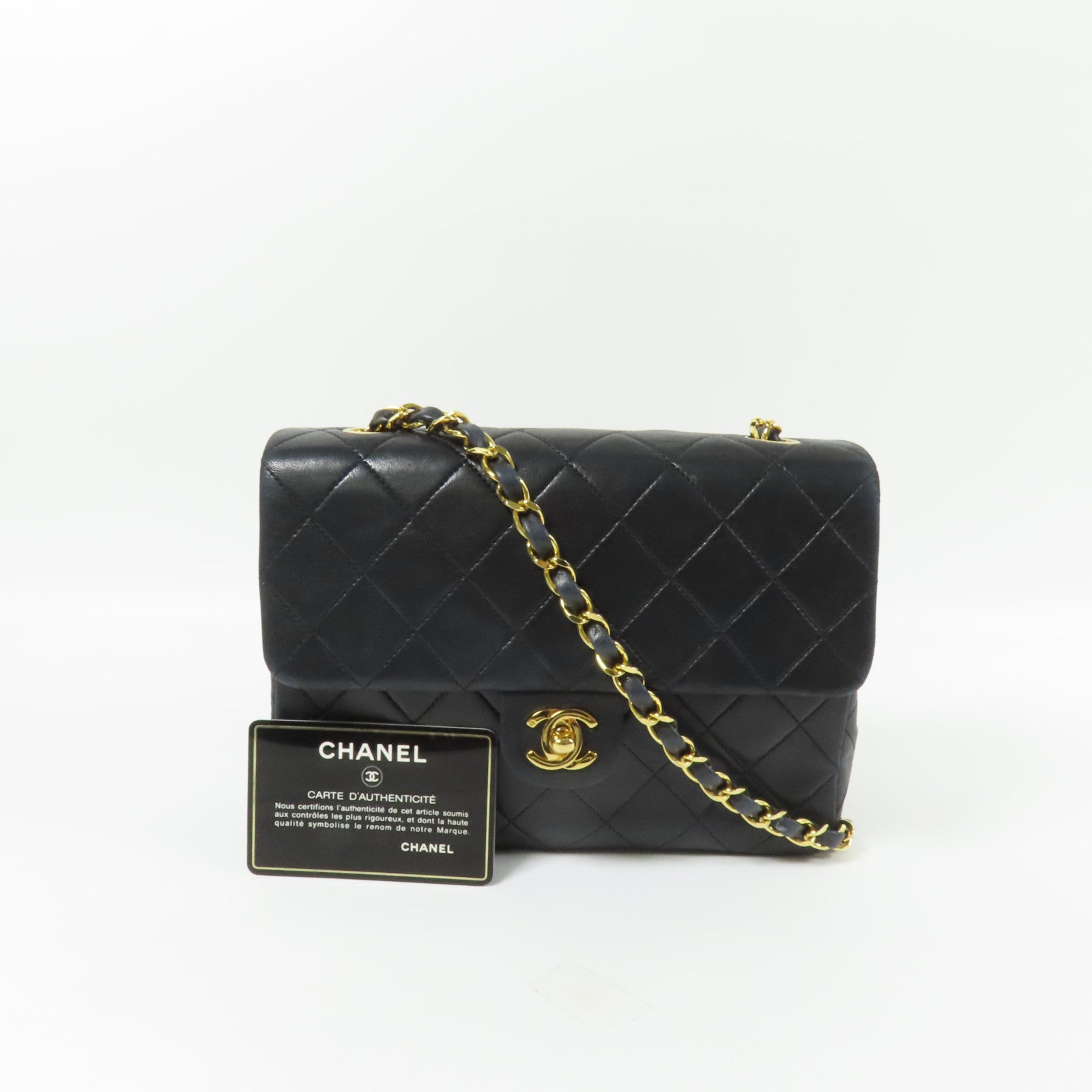 CHANEL 羊皮皮革Mini Classic 20金扣鏈帶肩背袋