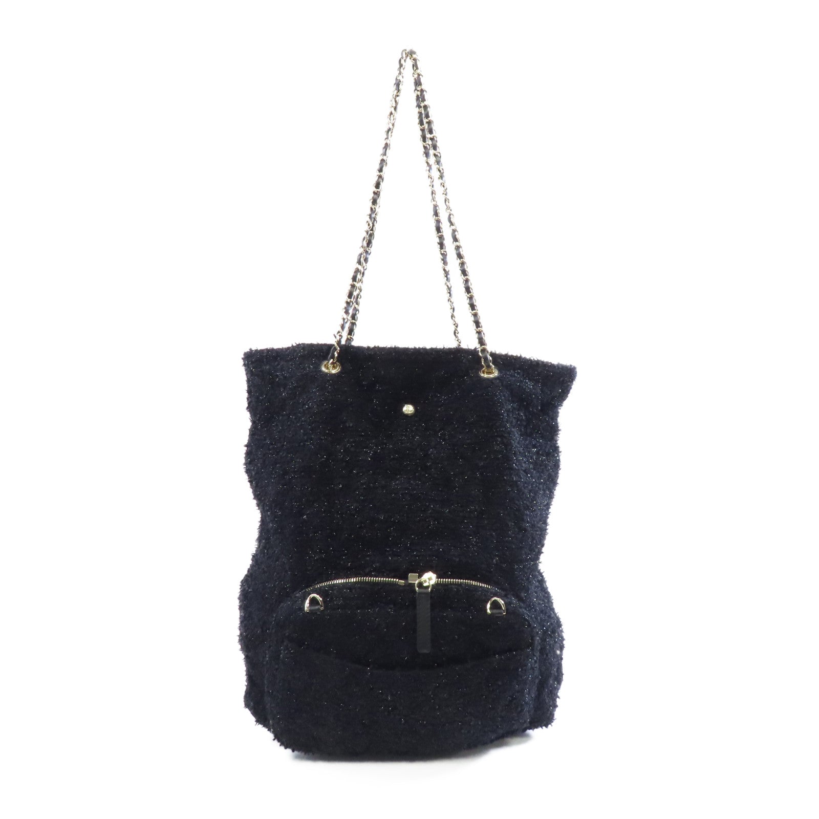 CHANEL 【激減優惠】花呢2 Way Shoulder Tote金扣手挽肩背兩用袋黑色