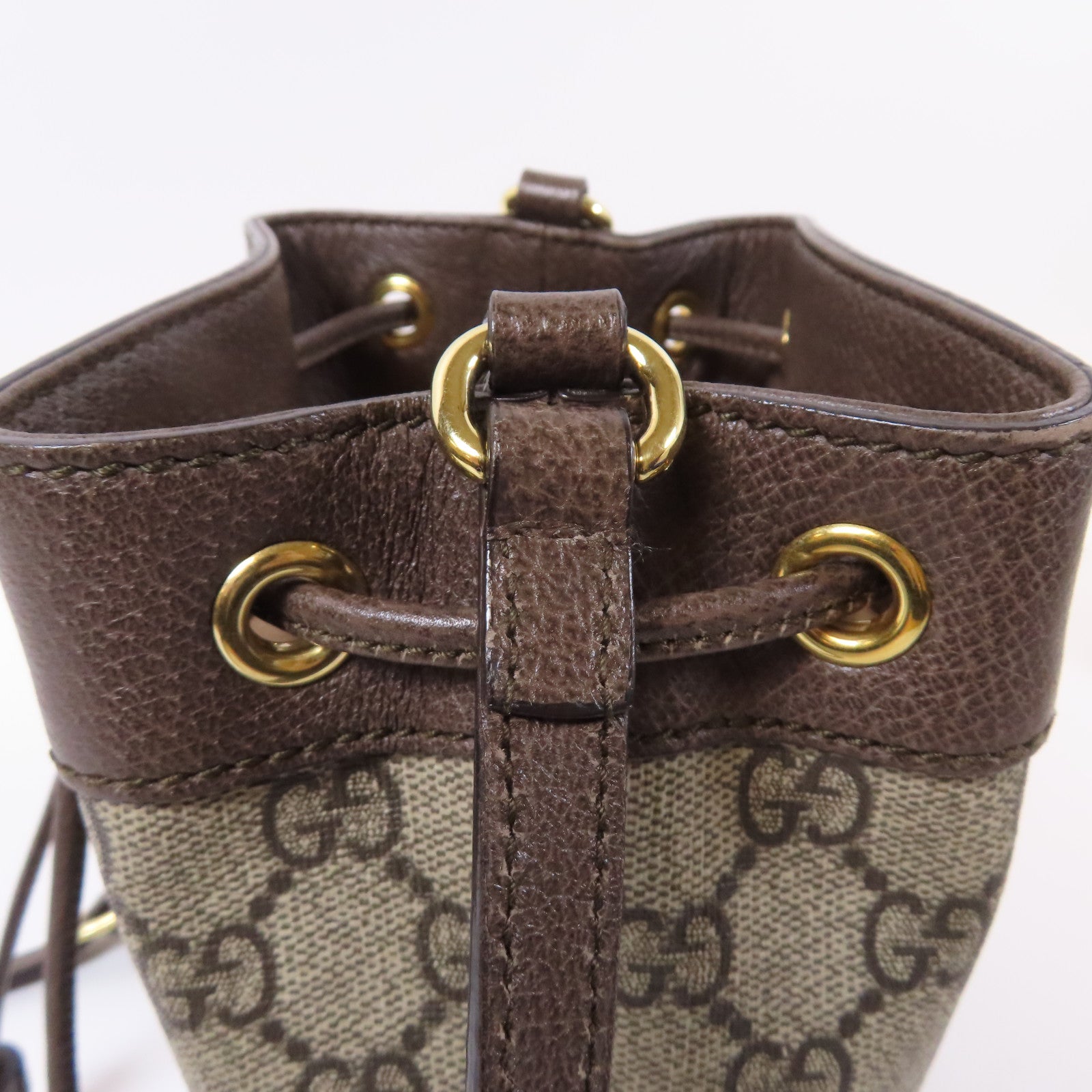 GUCCI 塗層帆布Ophidia Bucket Bag金扣肩背袋啡色