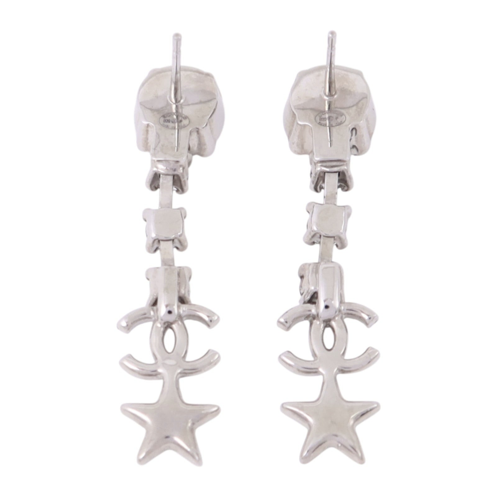 CHANEL 金屬/水鑽Earrings銀扣耳環