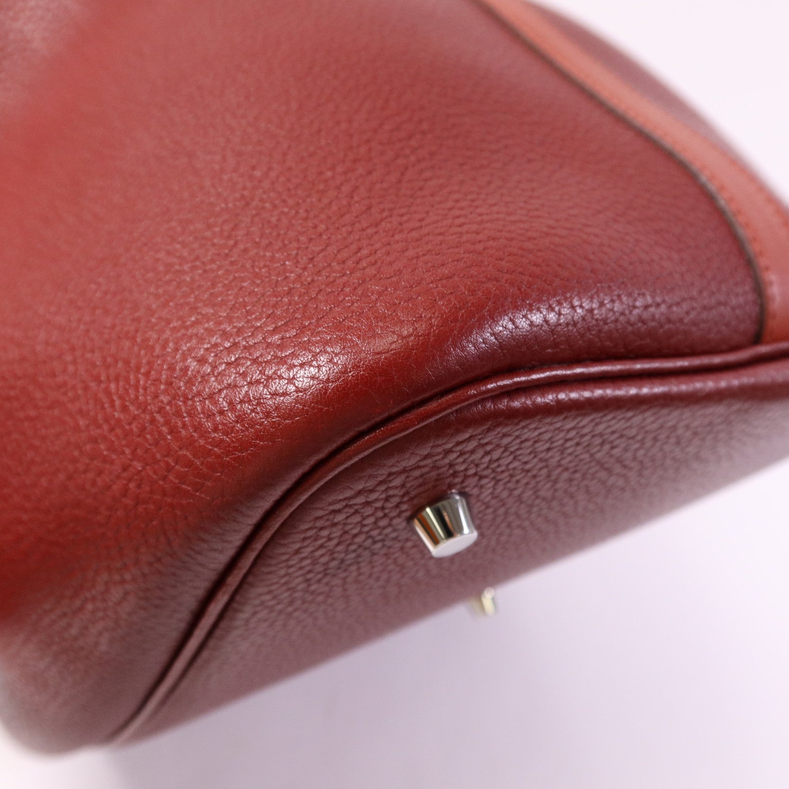 HERMES 【激減優惠】Clemence皮革Picotin GM銀扣手挽袋Rouge/Rouge Casaque