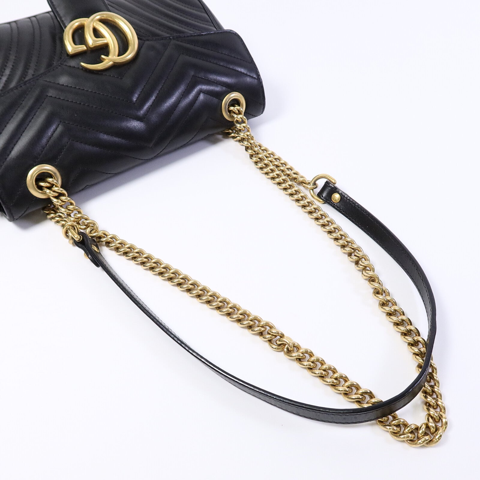 GUCCI 牛皮皮革GG Marmont鏈帶肩背袋
