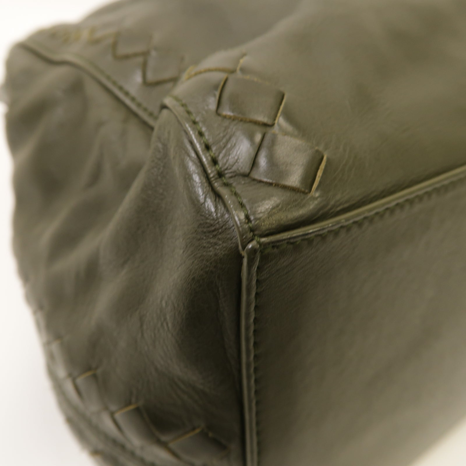 BOTTEGA VENETA 【激減優惠】牛皮皮革Shouder Bag銀扣手挽袋綠色