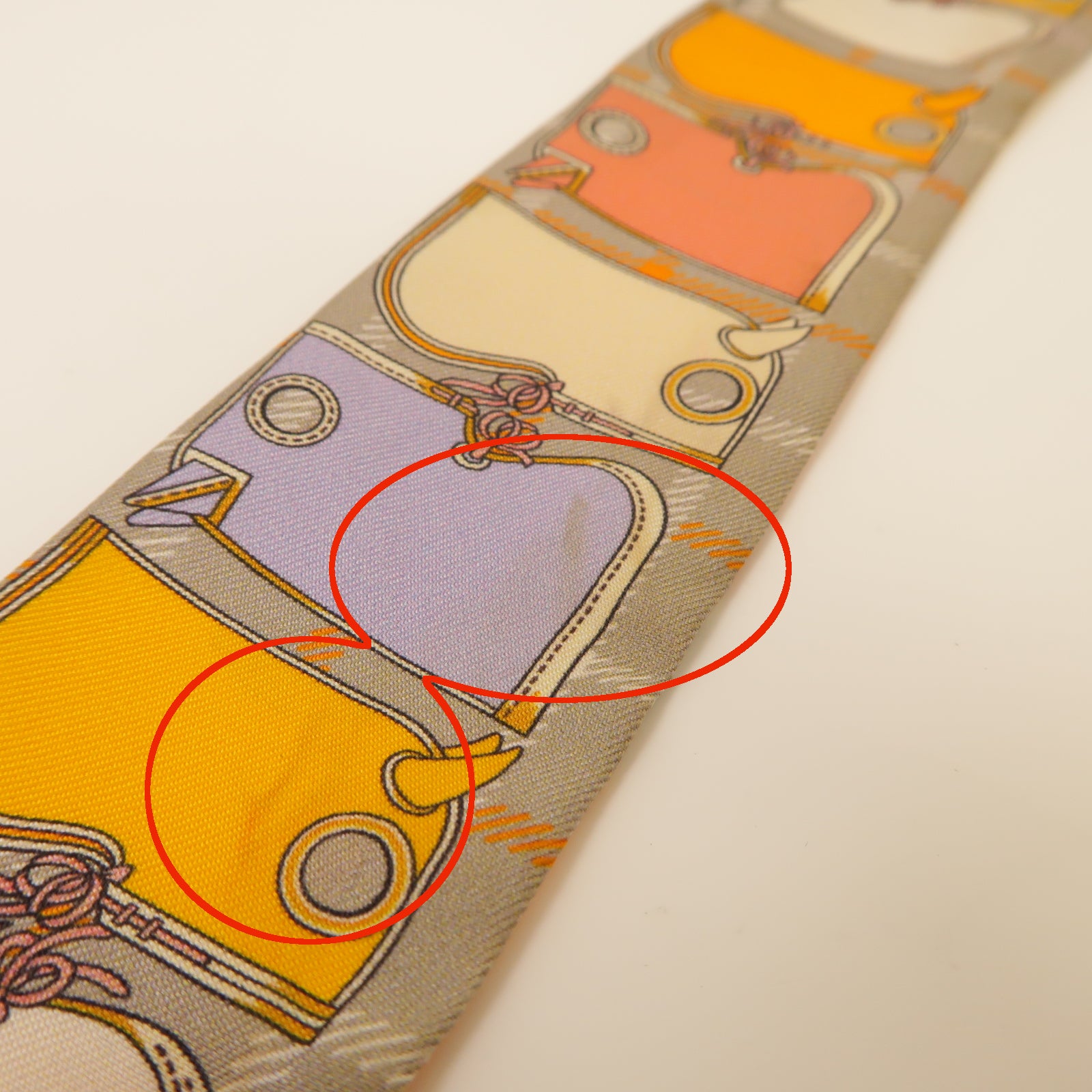 HERMES 【激減優惠】絲質Twilly絲巾橙色/灰色/灰色