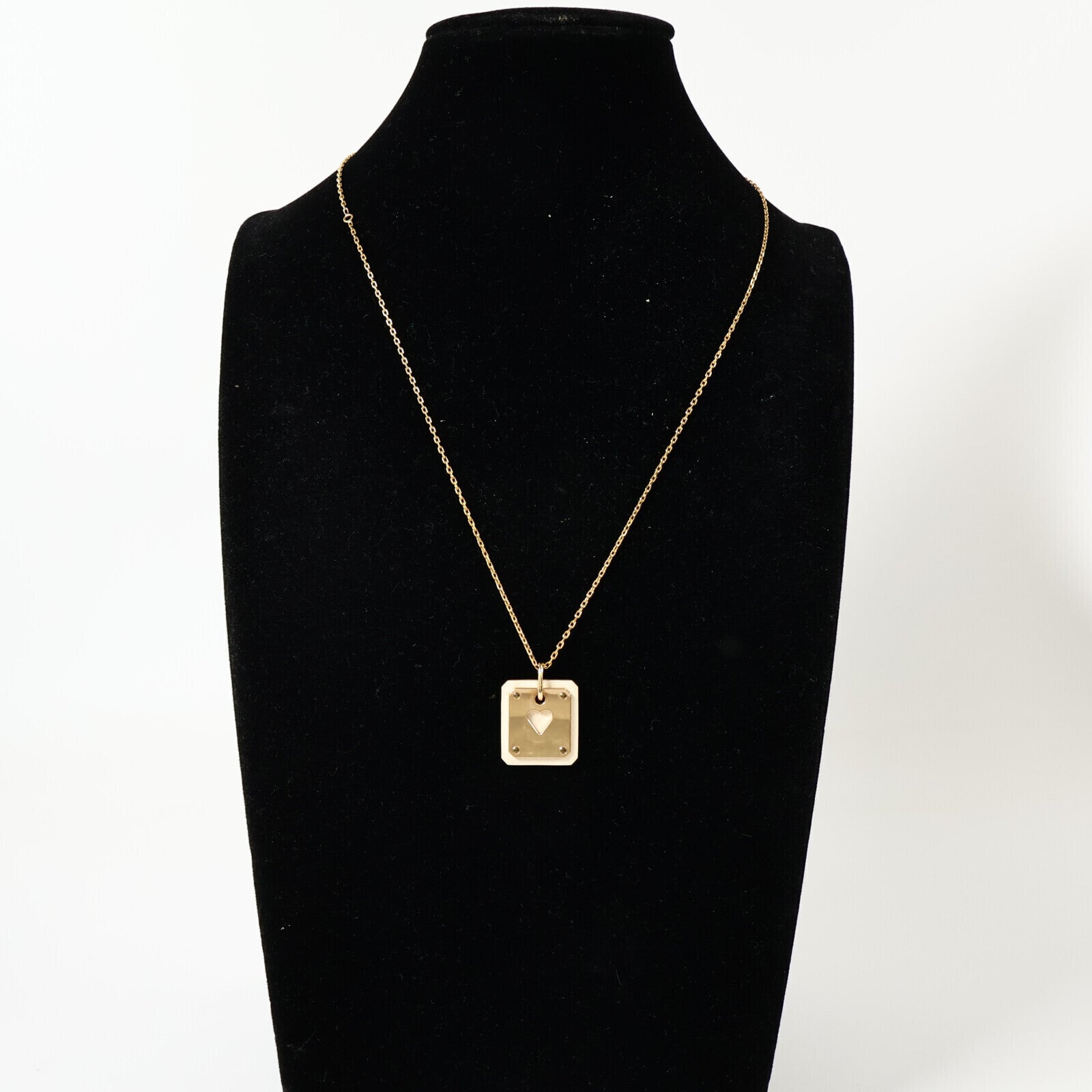 HERMES Swift皮革/金屬As De Coeur Pendant Necklace金扣項鏈