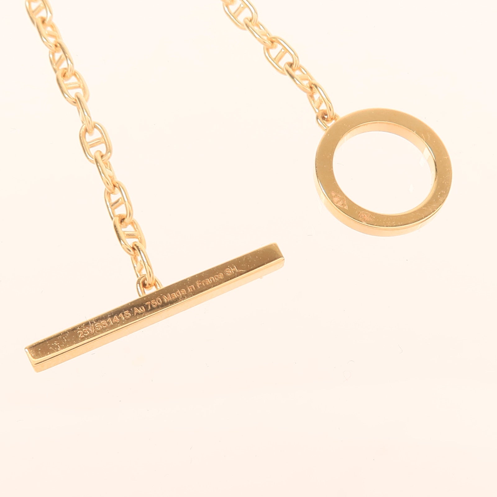 HERMES 18K玫瑰金Chain D'aine Contour Diamond Bracelet鑽石手鏈