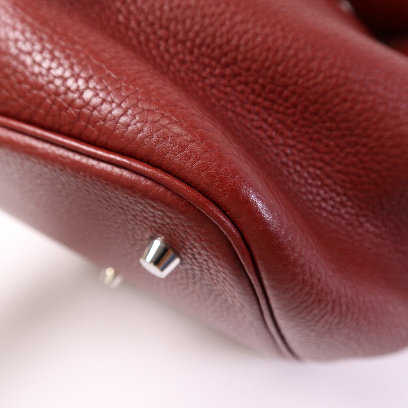 HERMES 【激減優惠】Clemence皮革Picotin GM銀扣手挽袋Rouge/Rouge Casaque