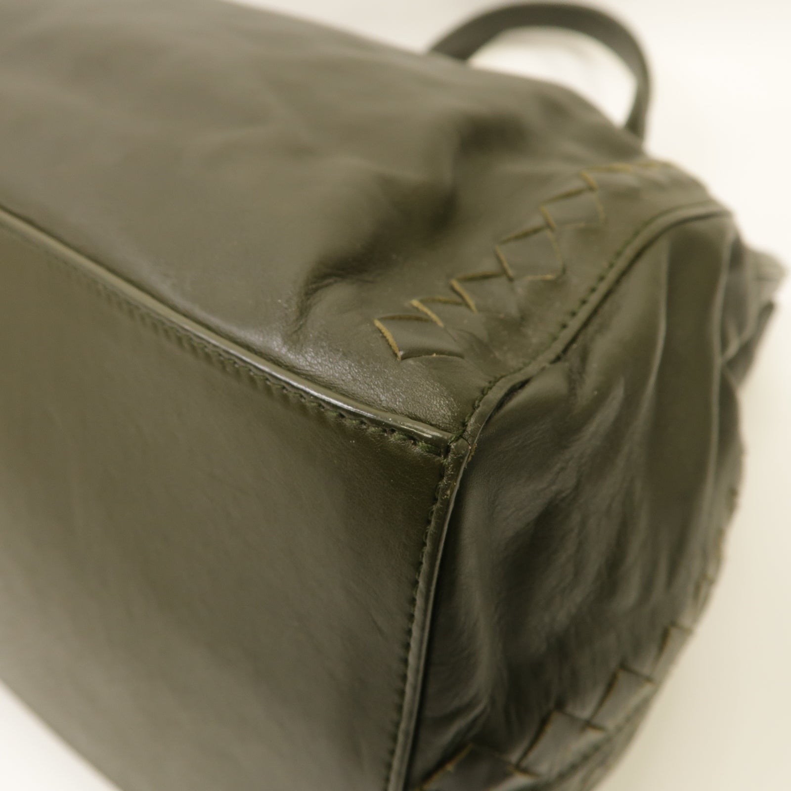 BOTTEGA VENETA 【激減優惠】牛皮皮革Shouder Bag銀扣手挽袋綠色