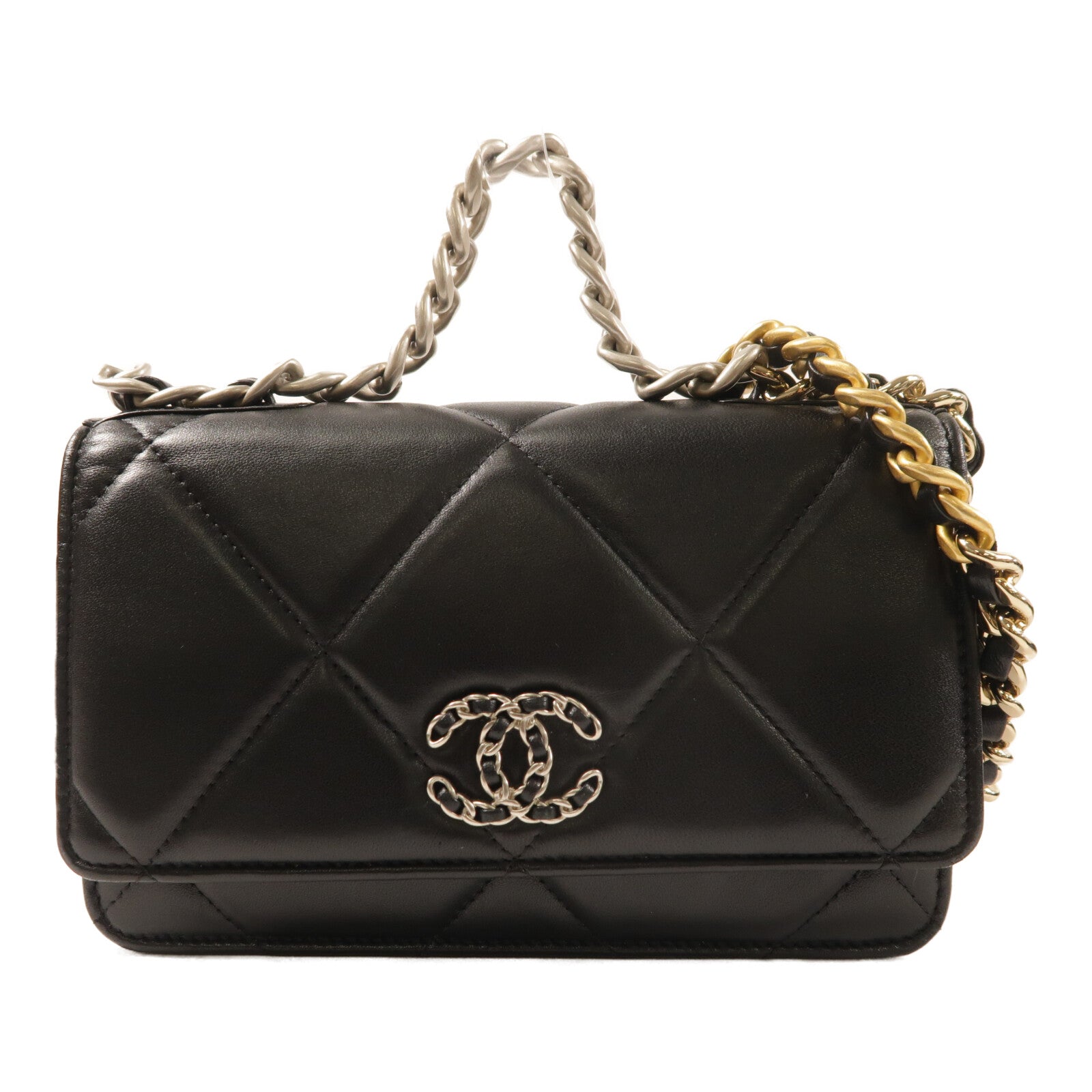 CHANEL 羊皮皮革Matelasse19 Wallet On Chain鏈帶手挽肩背兩用袋