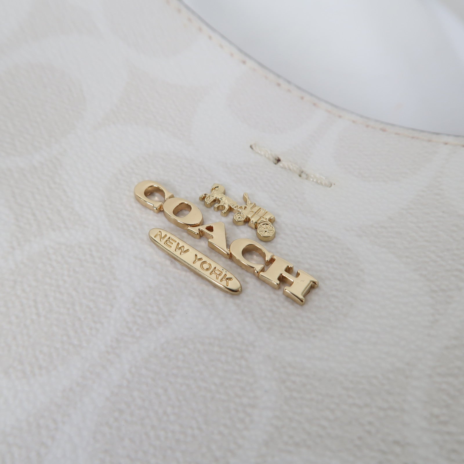 COACH 牛皮皮革2 Way Shoulder金扣手挽肩背兩用袋白色