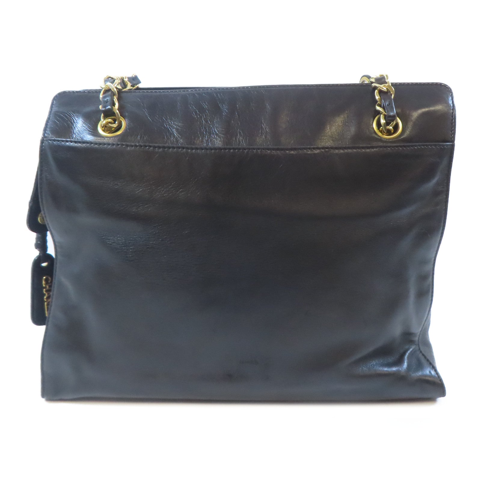 CHANEL 皮革Shoulder Bag金扣肩背袋黑色