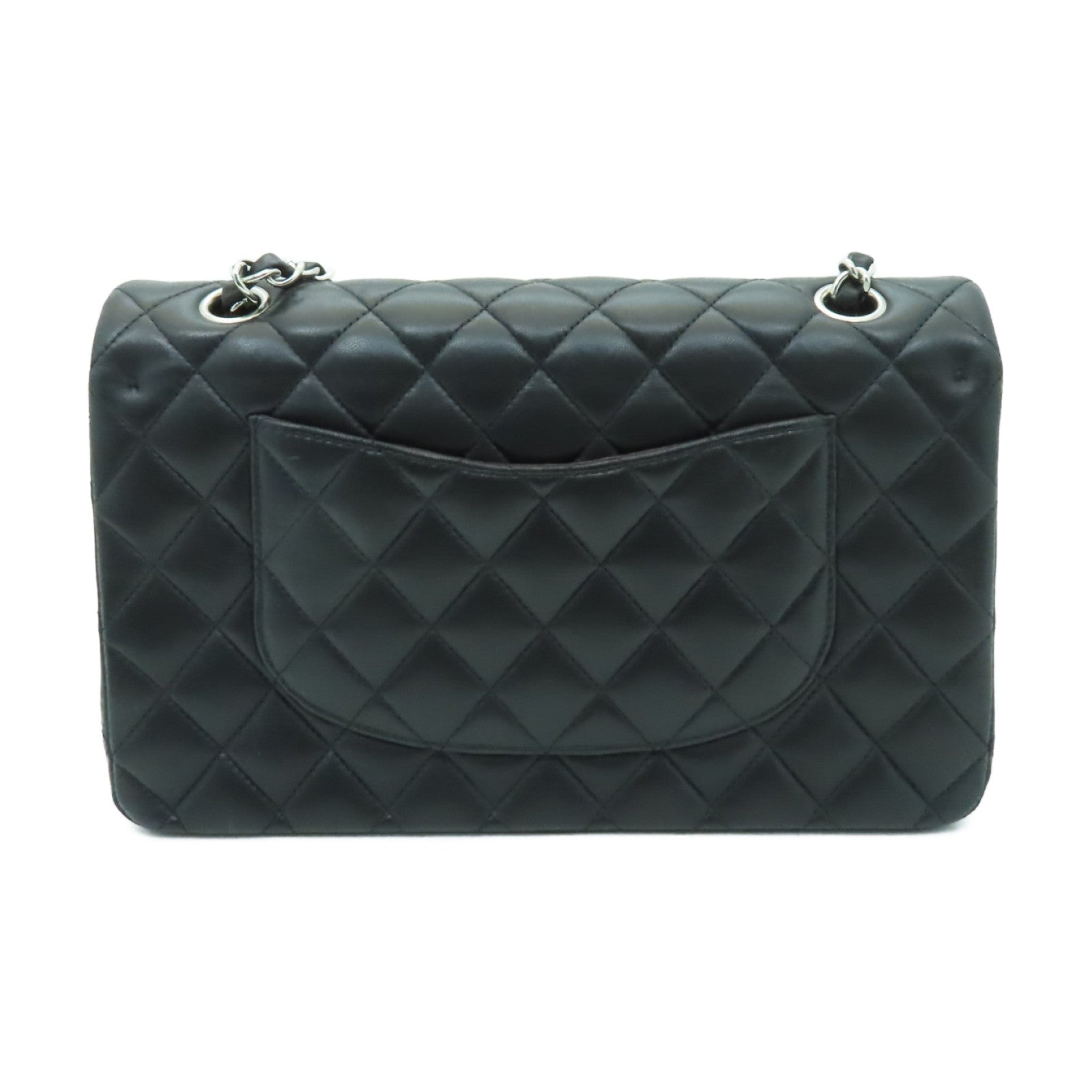 CHANEL 【激減優惠】菱格羊皮皮革Classic 25銀扣鏈帶肩背袋黒色