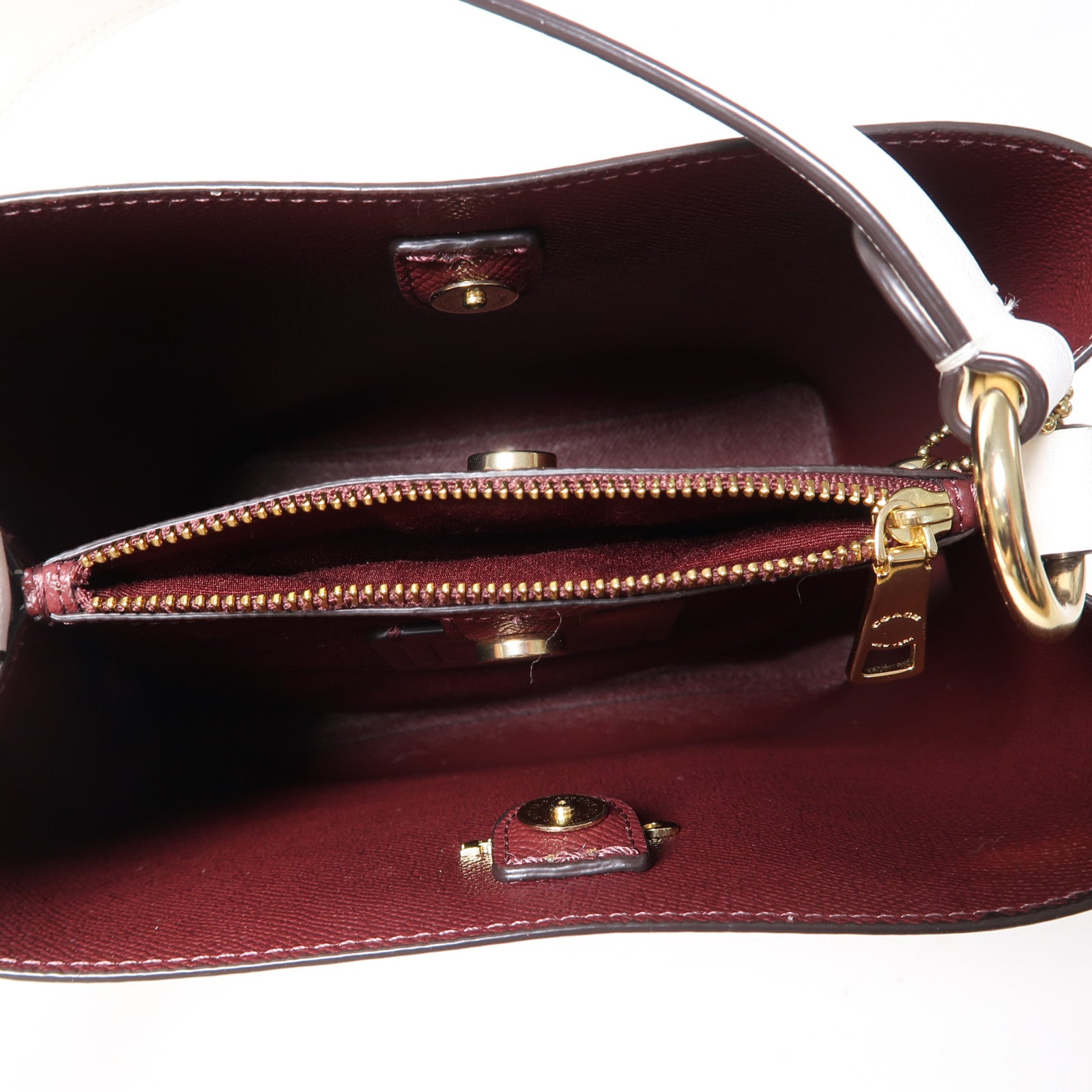COACH 牛皮皮革2 Way Shoulder金扣手挽肩背兩用袋白色