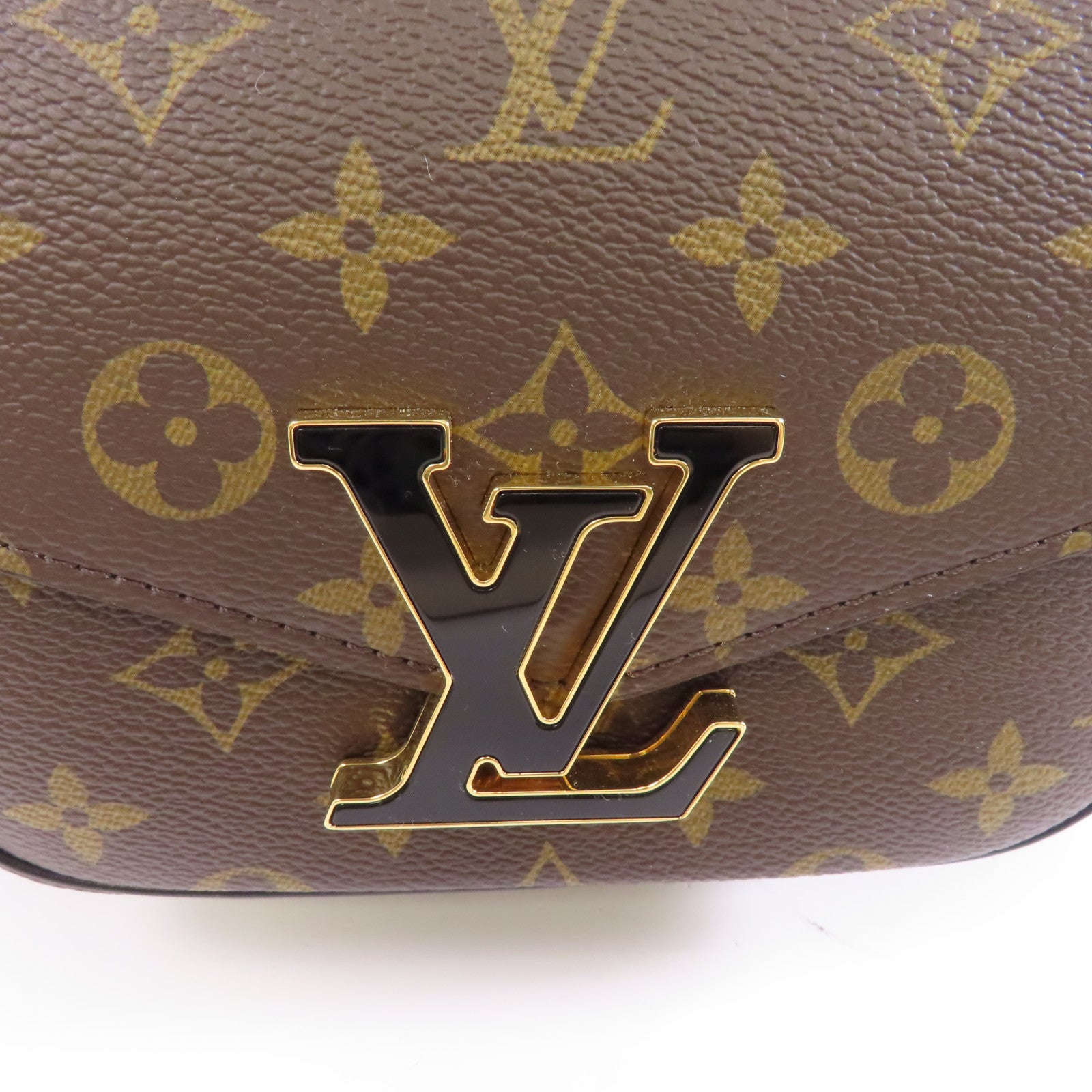 LOUIS VUITTON Monogram Passy金扣鏈帶肩背袋棕色