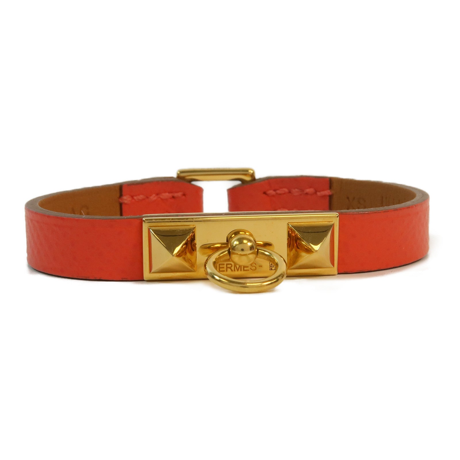 HERMES 【激減優惠】Epsom皮革Rivale Mini金扣手鐲Rose Jaipur