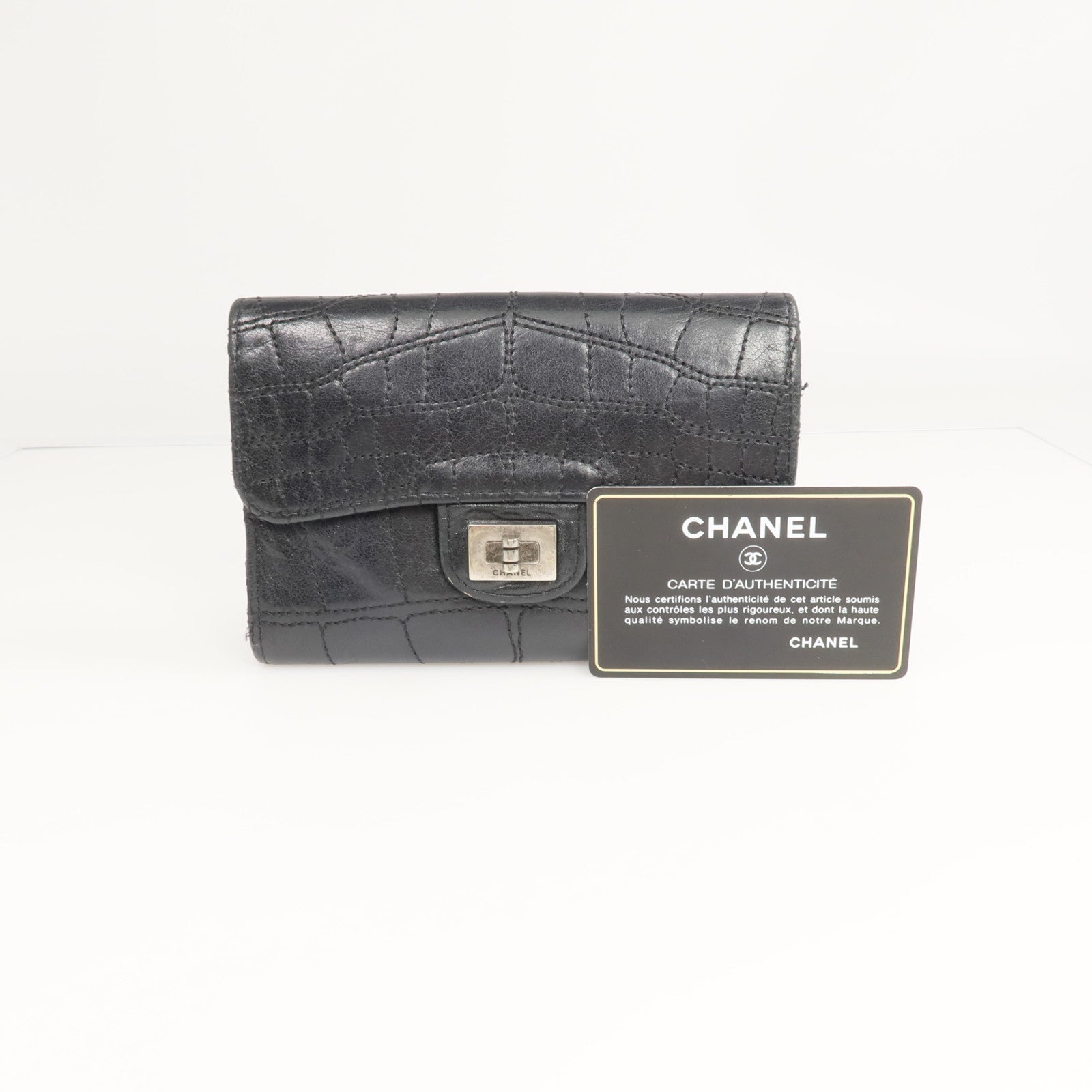 CHANEL 【激減優惠】牛皮皮革2.55 Wallet銀扣錢包