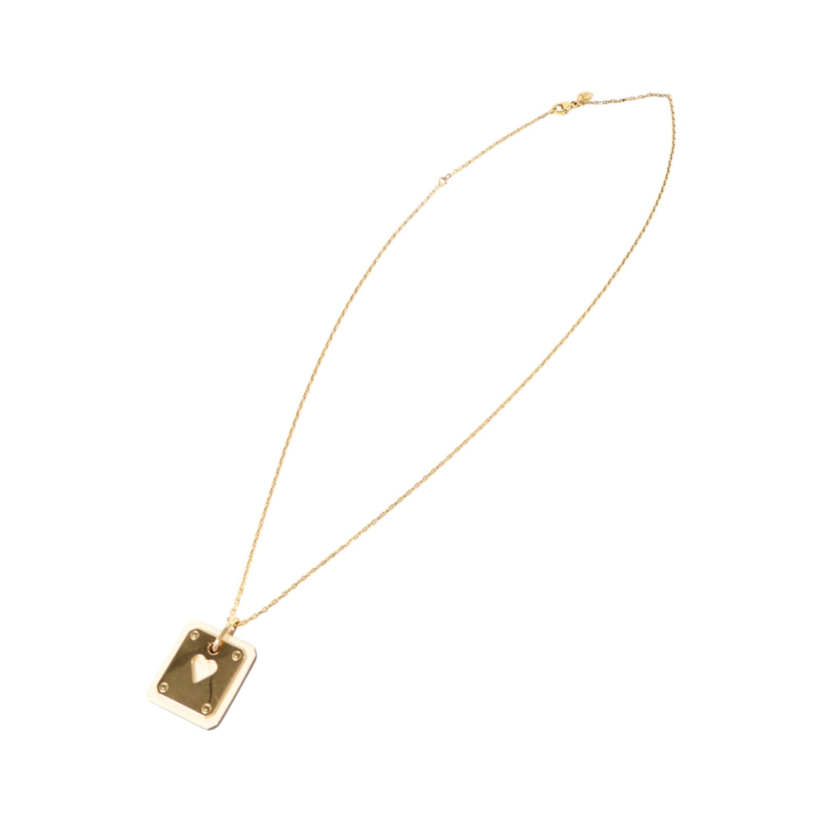 HERMES Swift皮革/金屬As De Coeur Pendant Necklace金扣項鏈