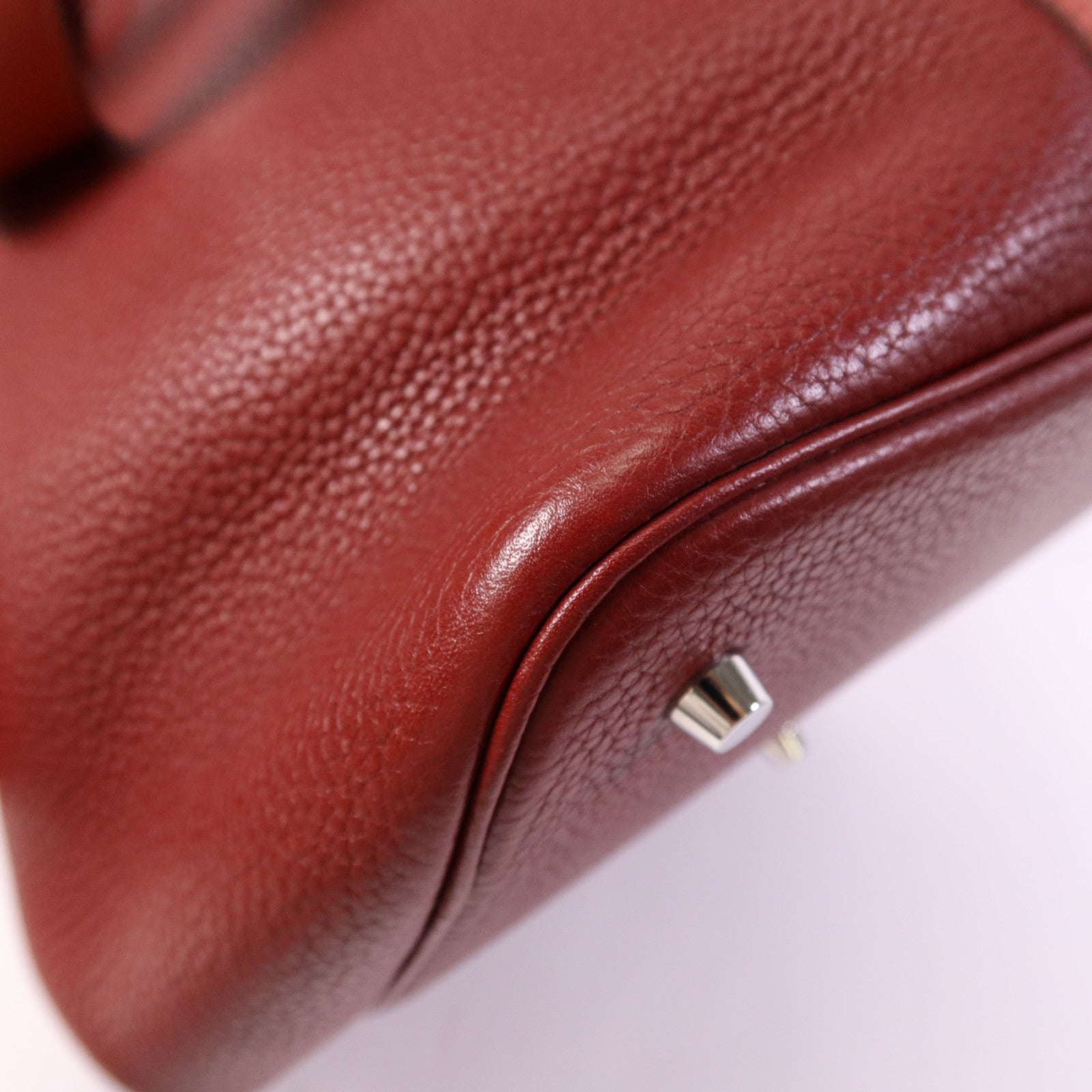 HERMES 【激減優惠】Clemence皮革Picotin GM銀扣手挽袋Rouge/Rouge Casaque