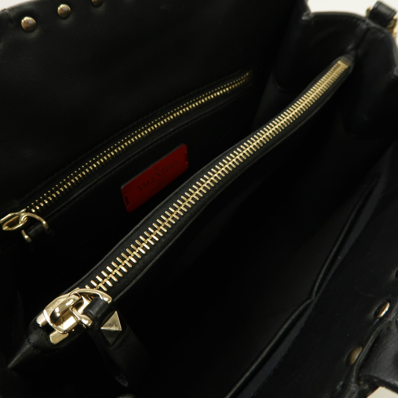 Valentino 【激減優惠】牛皮皮革2 Way Shoulder銀扣手挽肩背兩用袋黑色