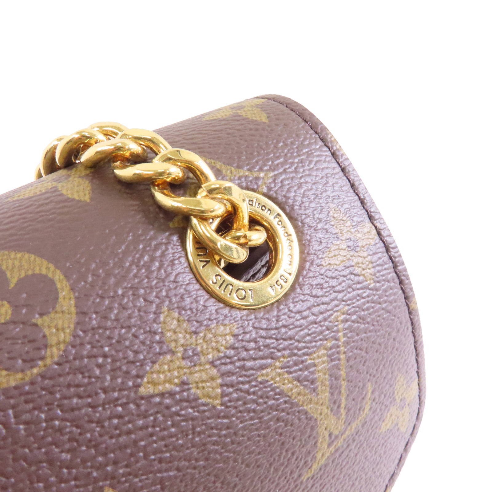 LOUIS VUITTON Monogram Passy金扣鏈帶肩背袋棕色